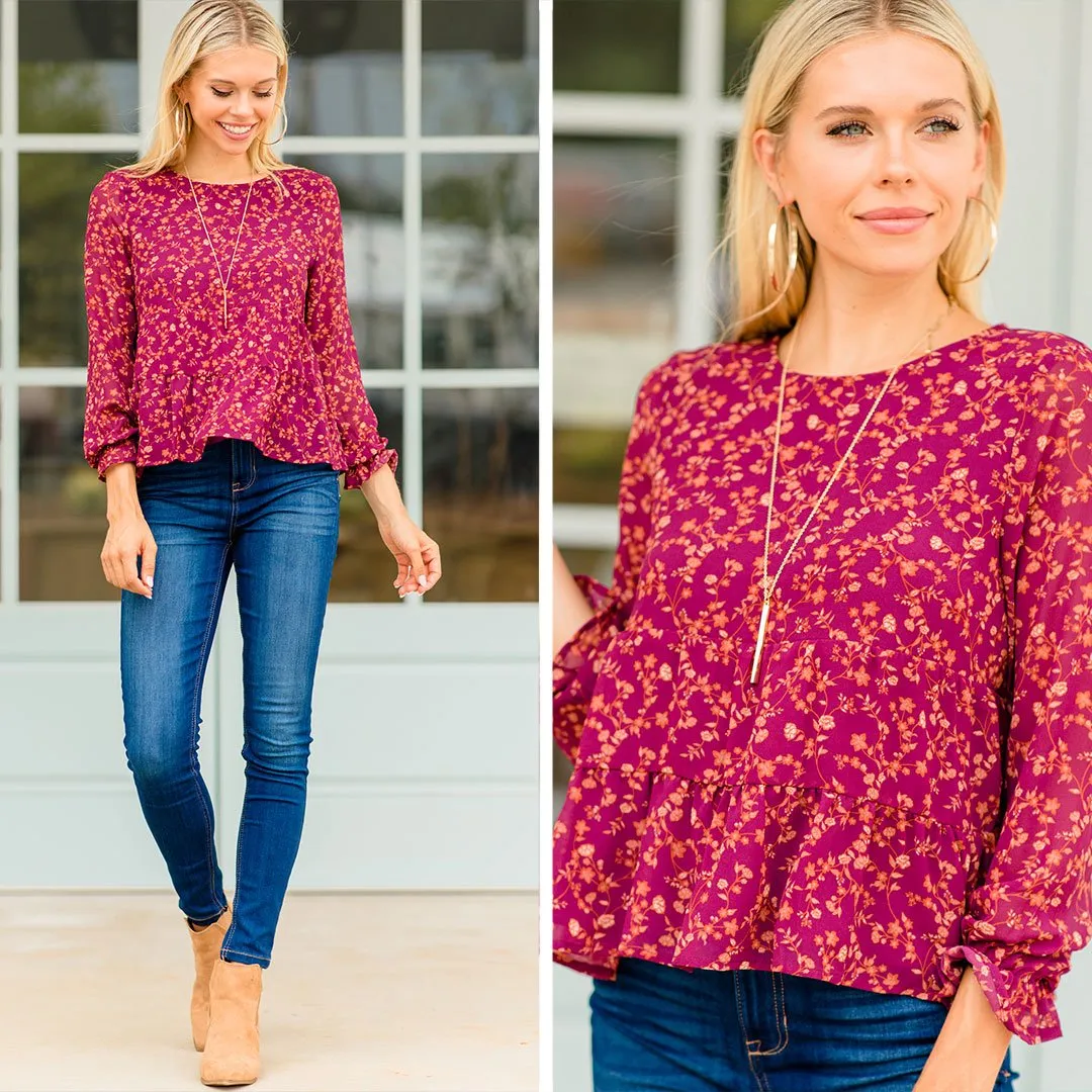 In My Heart Berry Red Babydoll Top