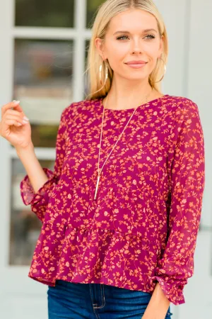In My Heart Berry Red Babydoll Top