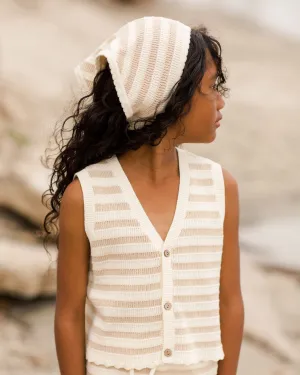 Knit Vest Top - Sand Stripe *LAST ONE - 2/3y*