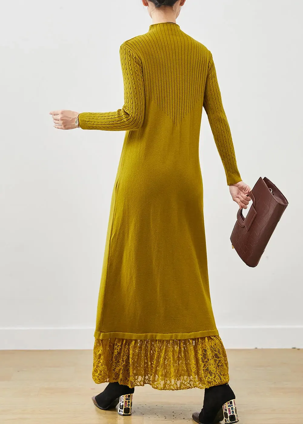 Lace Knit Sweater Dress Silm Fit Spring