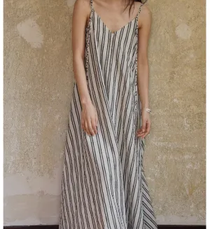 Linen Dresses,Minimalist V-neck Sling Vacation Women Dresses/9953