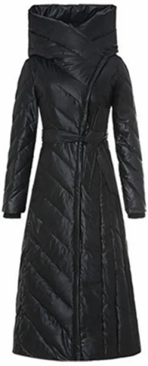 Long Paneled Puffer Down Coat