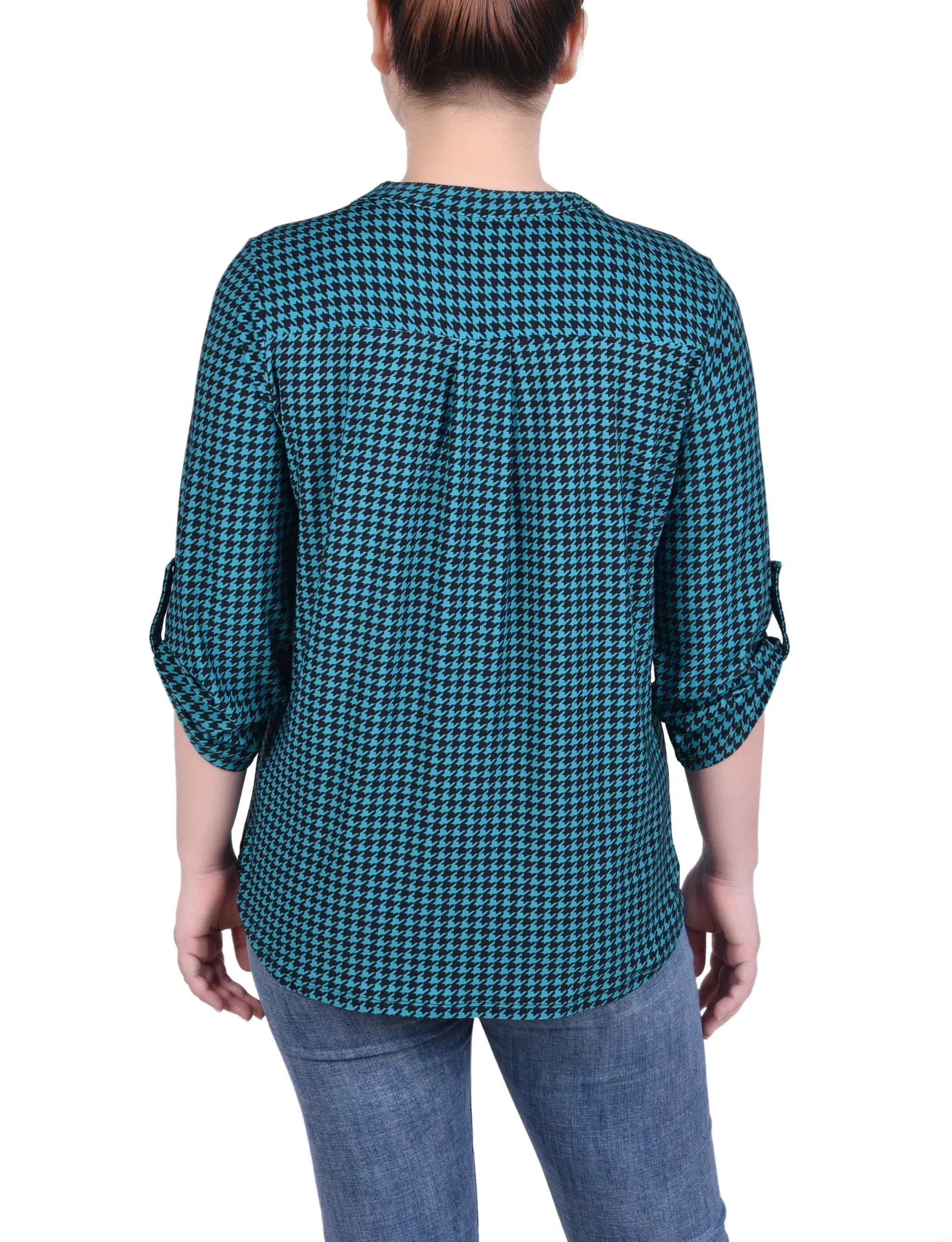 Long Tab-Sleeve Top With Pockets