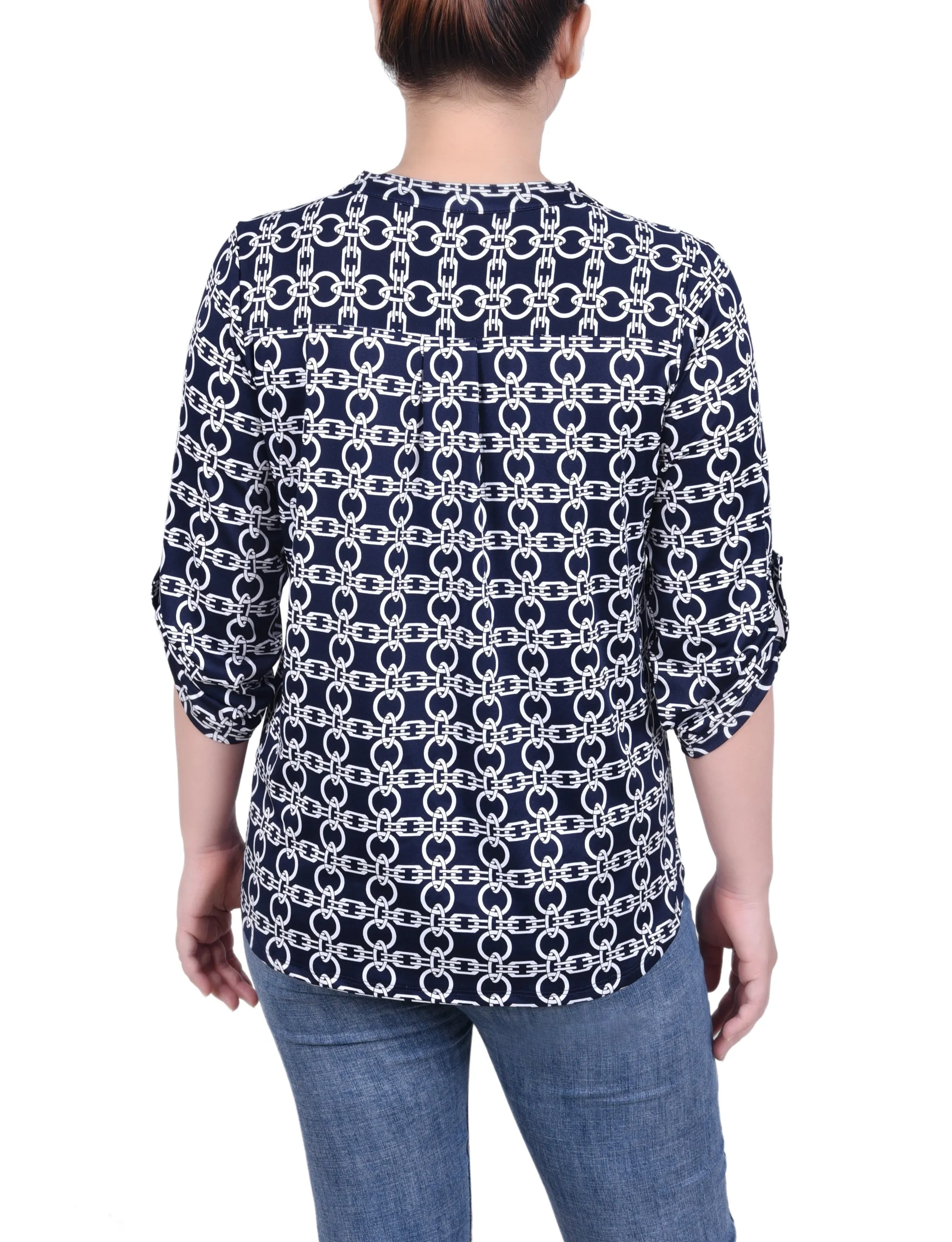 Long Tab-Sleeve Top With Pockets