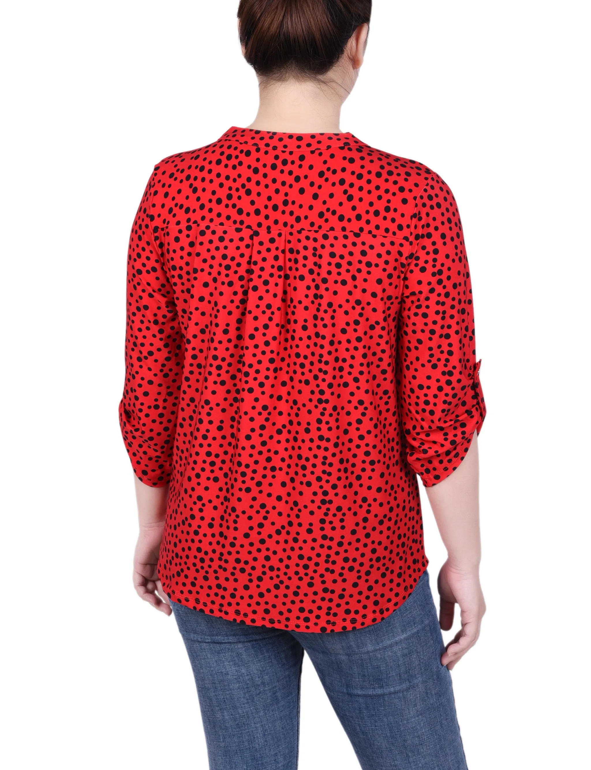 Long Tab-Sleeve Top With Pockets