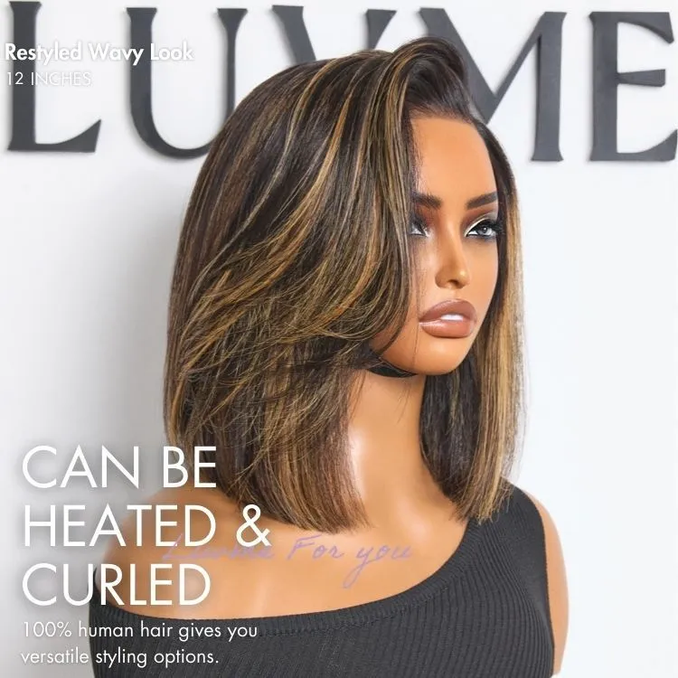 Luvme All-Day Comfort Wig Brown Highlight Blunt Cut Bob Glueless Minimalist HD Lace Wig Pre-Cut Lace