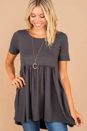 Make It Known Ash Gray Babydoll Top