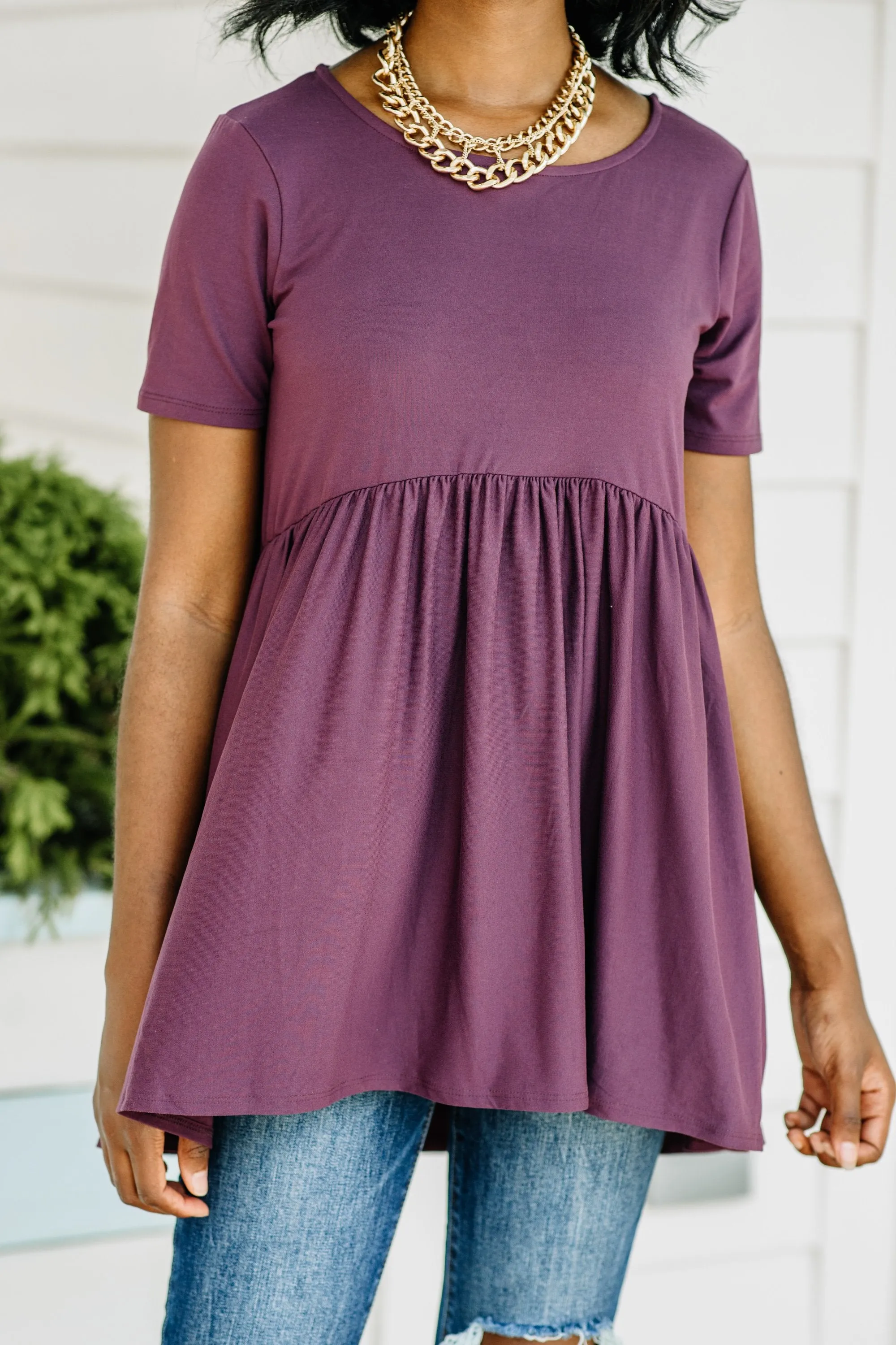 Make It Known Eggplant Purple Babydoll Top