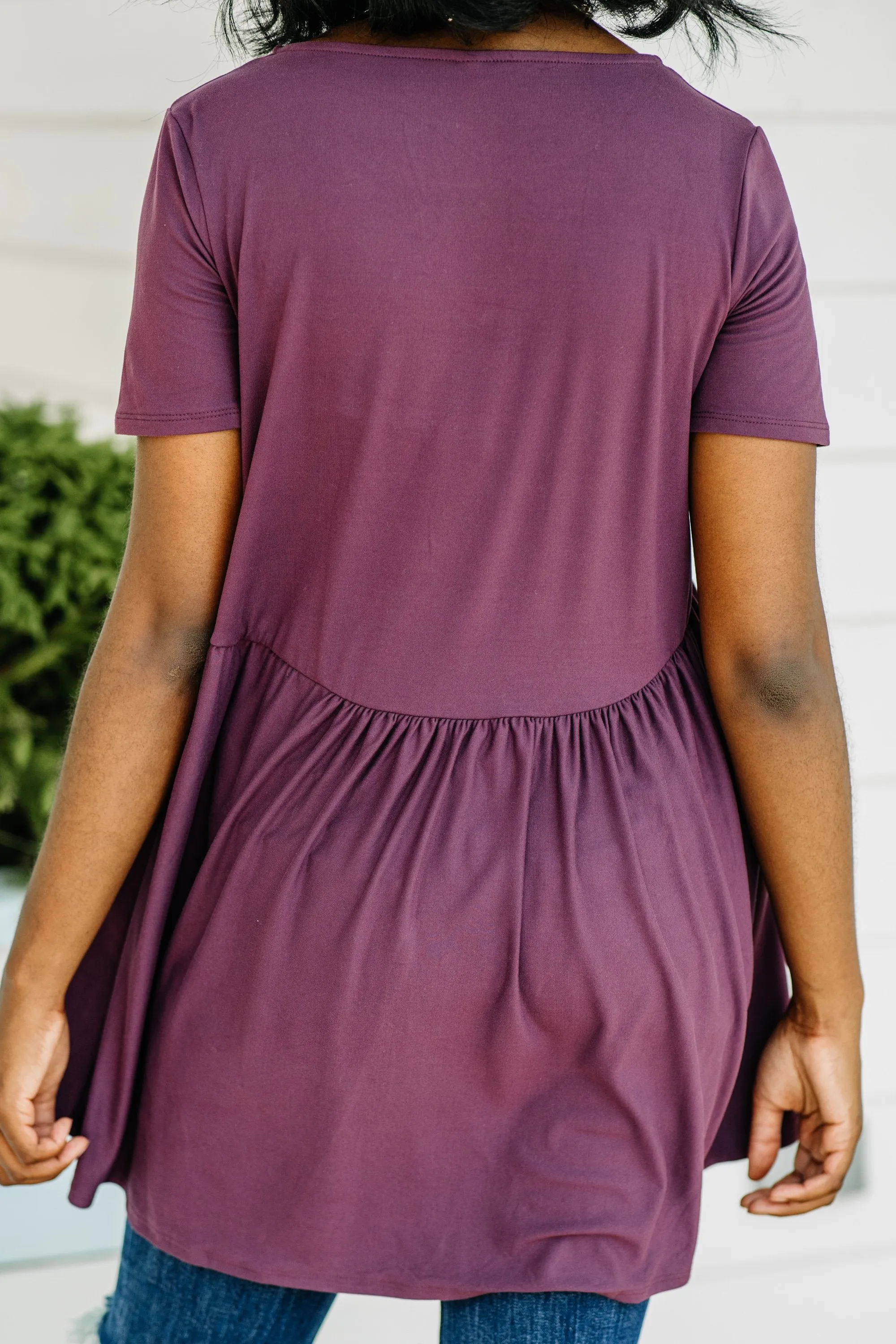 Make It Known Eggplant Purple Babydoll Top