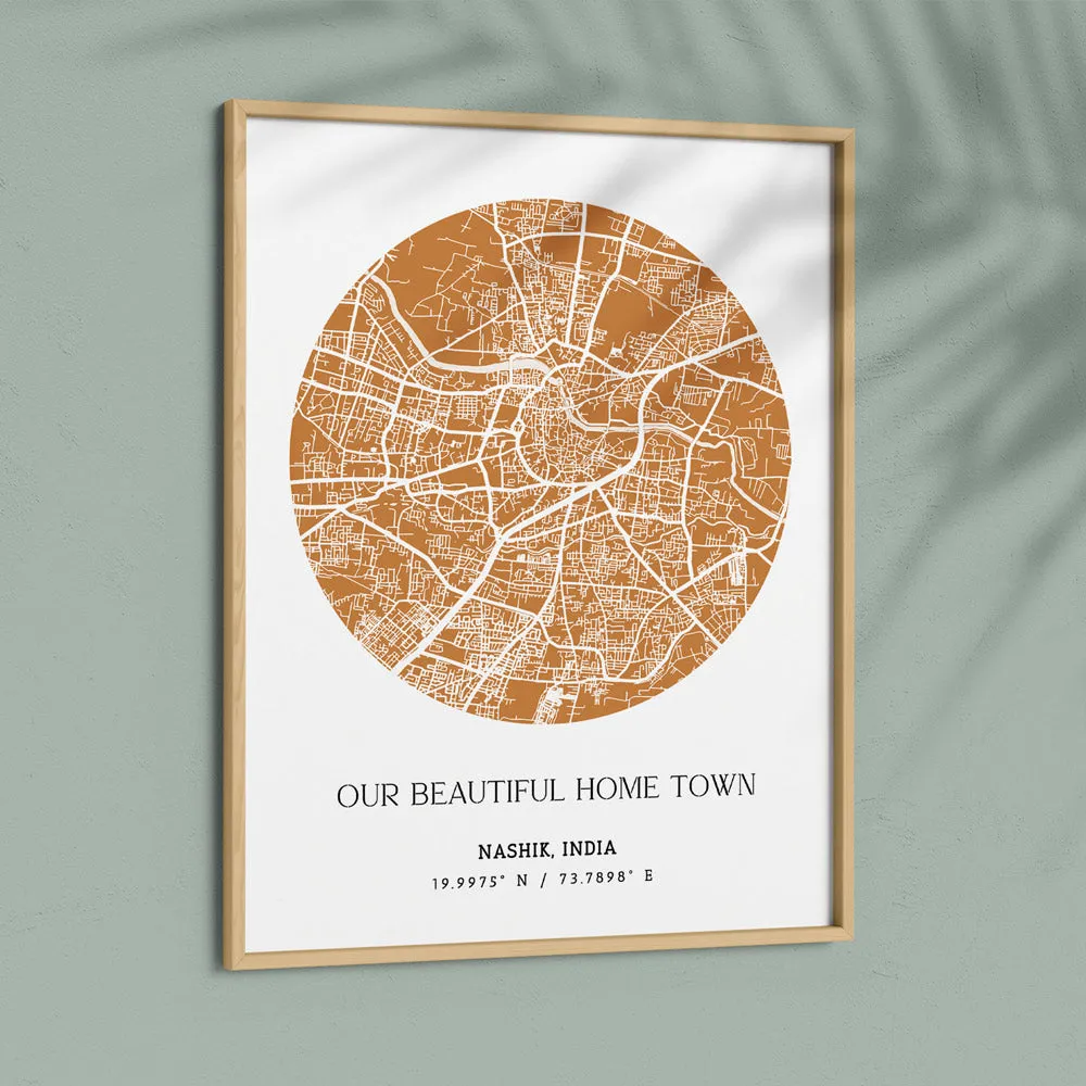 Map Art - Mustard - The Minimalist