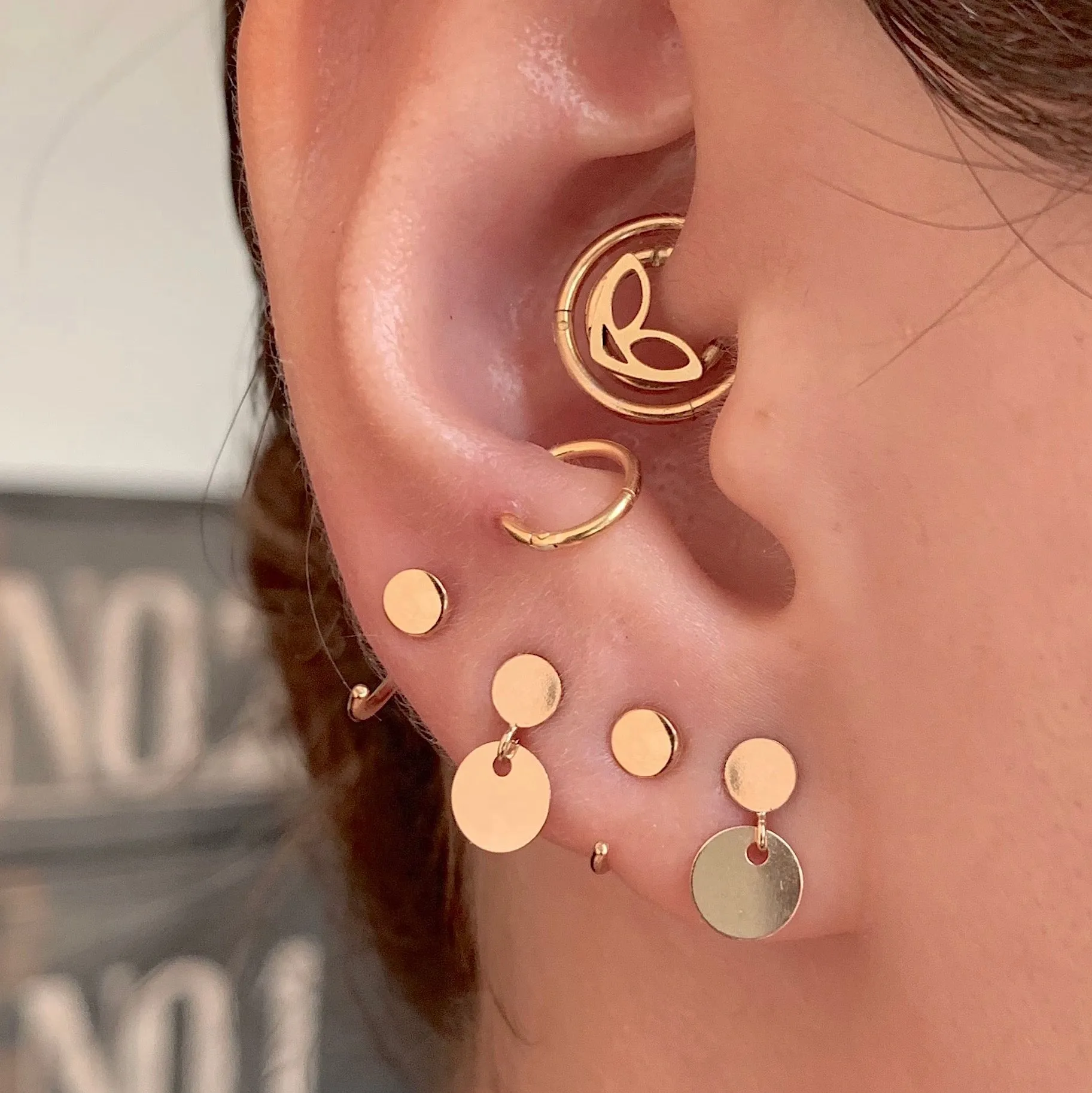 Mini Double Disc Stud Earrings
