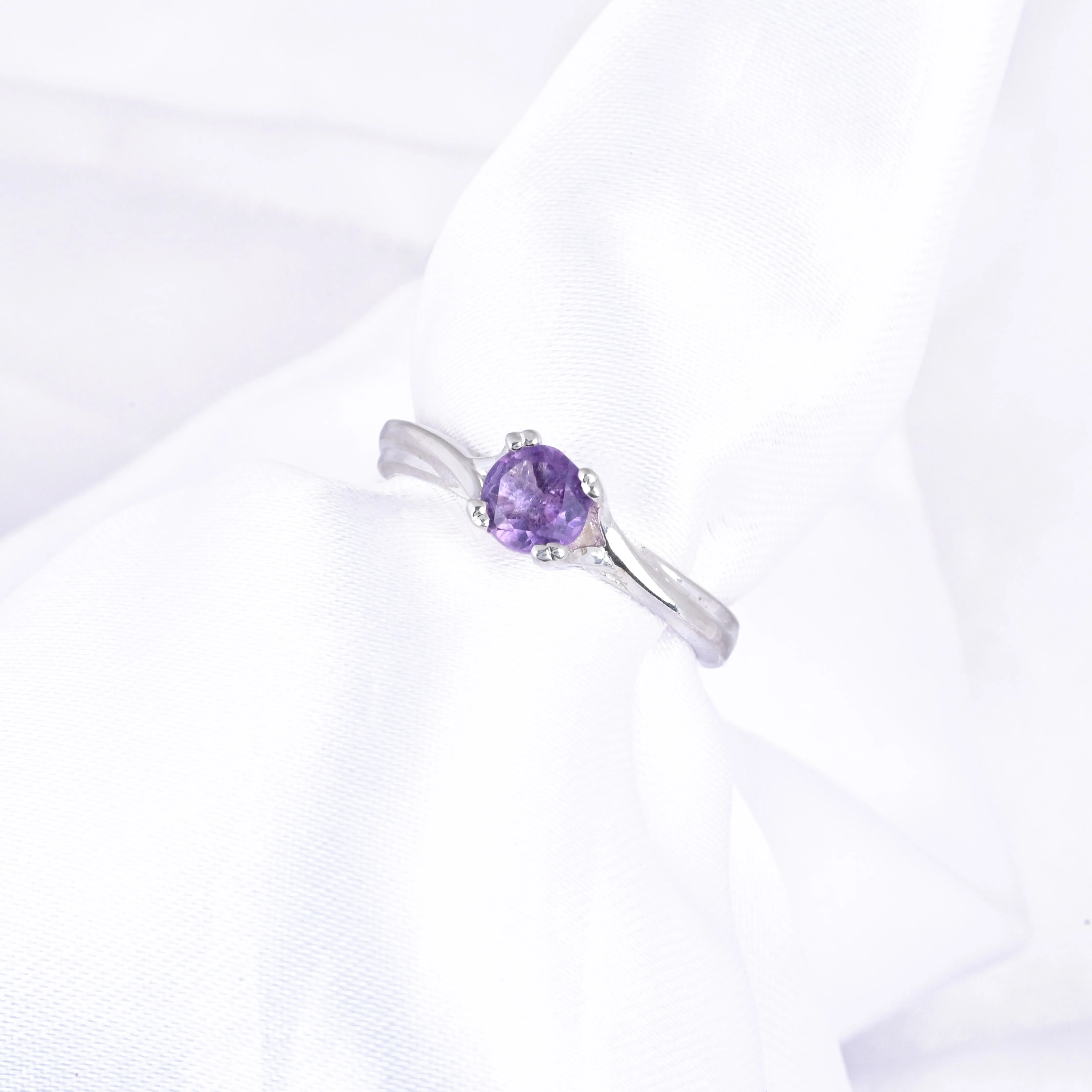 Minimalist Amethyst Gems Stacking Ring