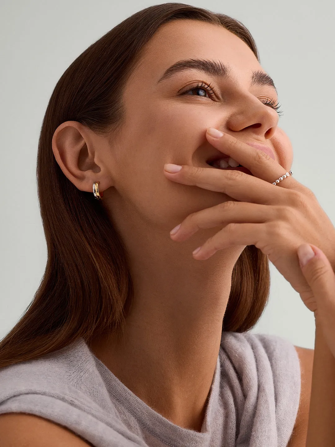 Mixed Minimalist Double Hoops