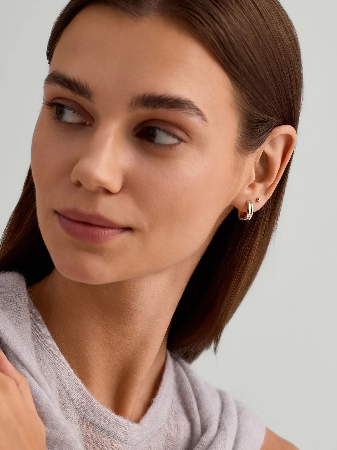 Mixed Minimalist Double Hoops
