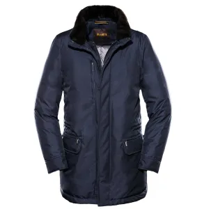 Moorer Dark Blue 'Bernier' Longline Padded Down Jacket
