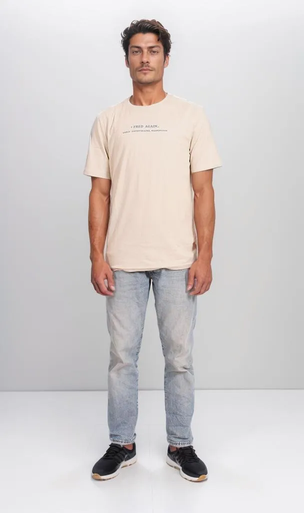 O203195 - Minimalist Sunset Graphic T-Shirt  Beige