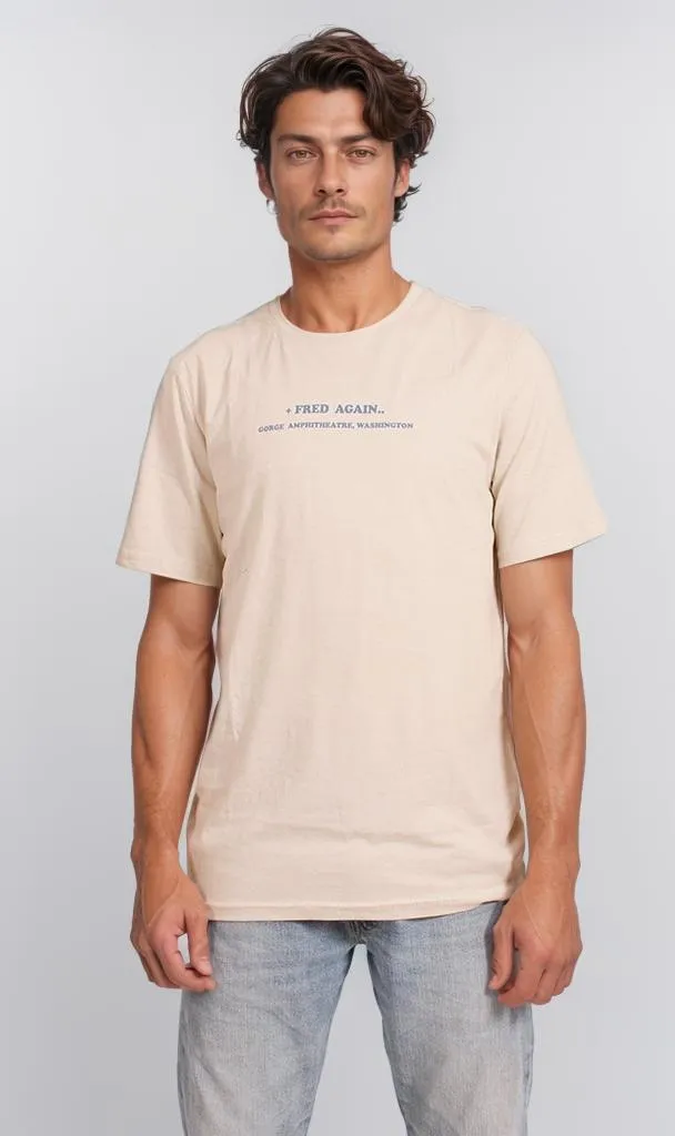 O203195 - Minimalist Sunset Graphic T-Shirt  Beige