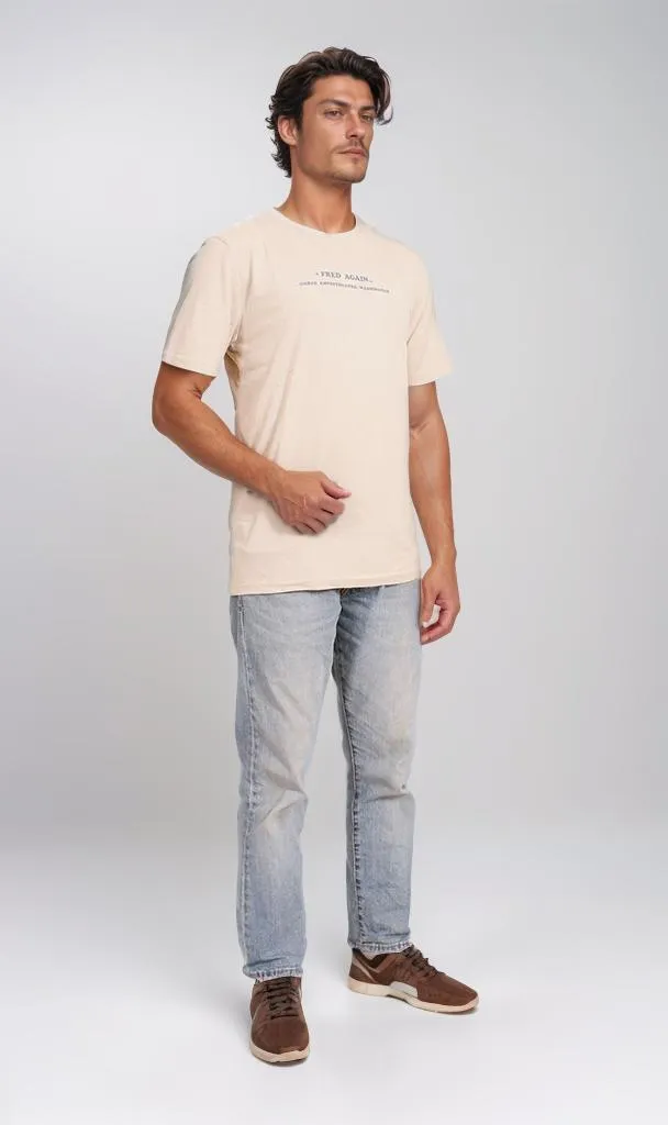 O203195 - Minimalist Sunset Graphic T-Shirt  Beige