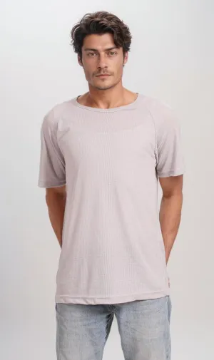 O204278 - Minimalist Textured T-Shirt  Light Grey