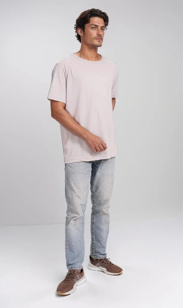 O204278 - Minimalist Textured T-Shirt  Light Grey