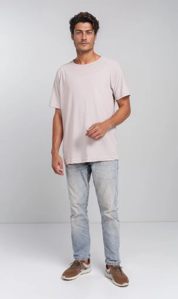 O204278 - Minimalist Textured T-Shirt  Light Grey