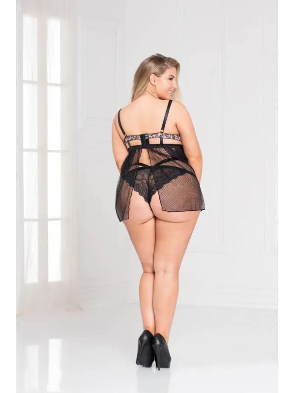 On The Prowl Babydoll Set 11068X Leopard 3X/4X