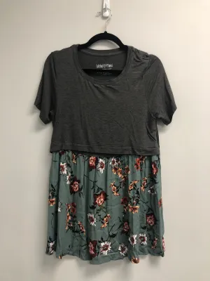 Outlet 6912 - Latched Mama Babydoll Nursing Tee - Charcoal/Teal - Medium
