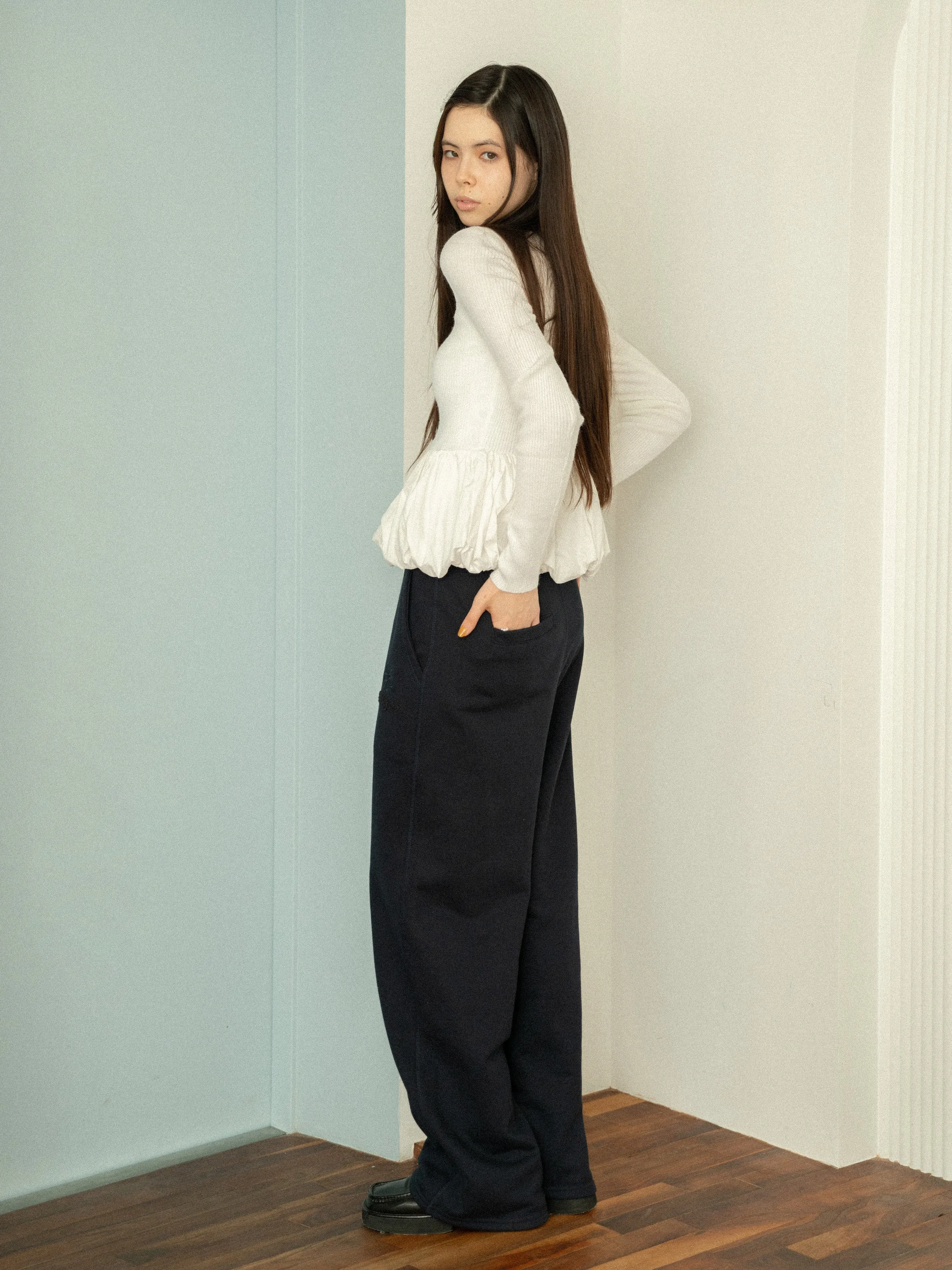 Peplum Rib Knit Top
