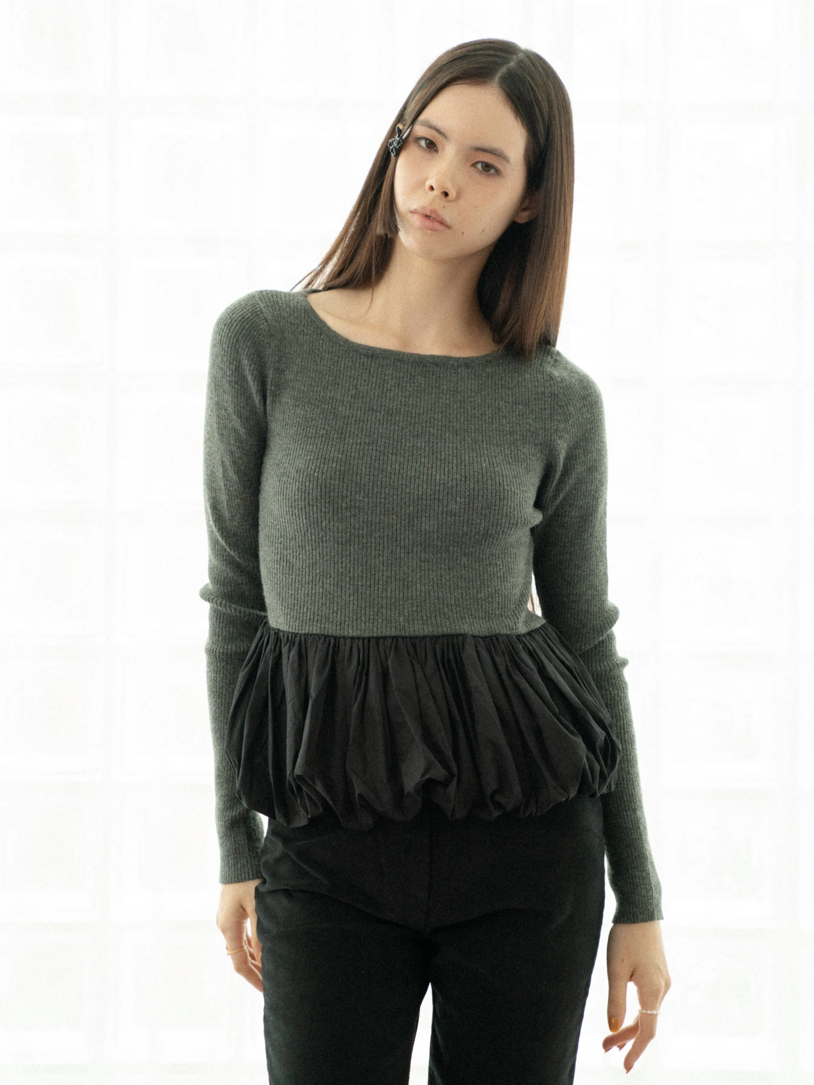 Peplum Rib Knit Top