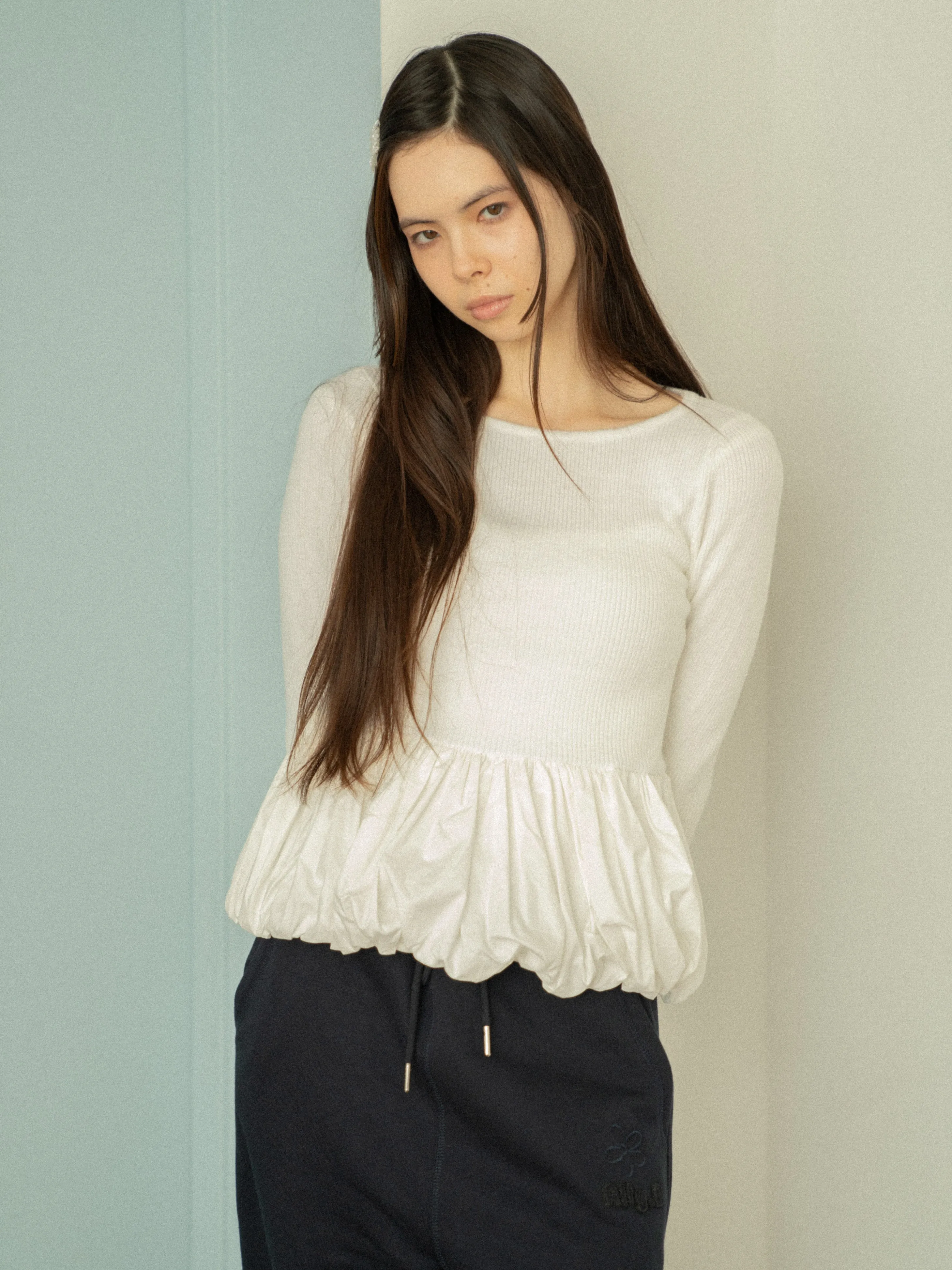 Peplum Rib Knit Top