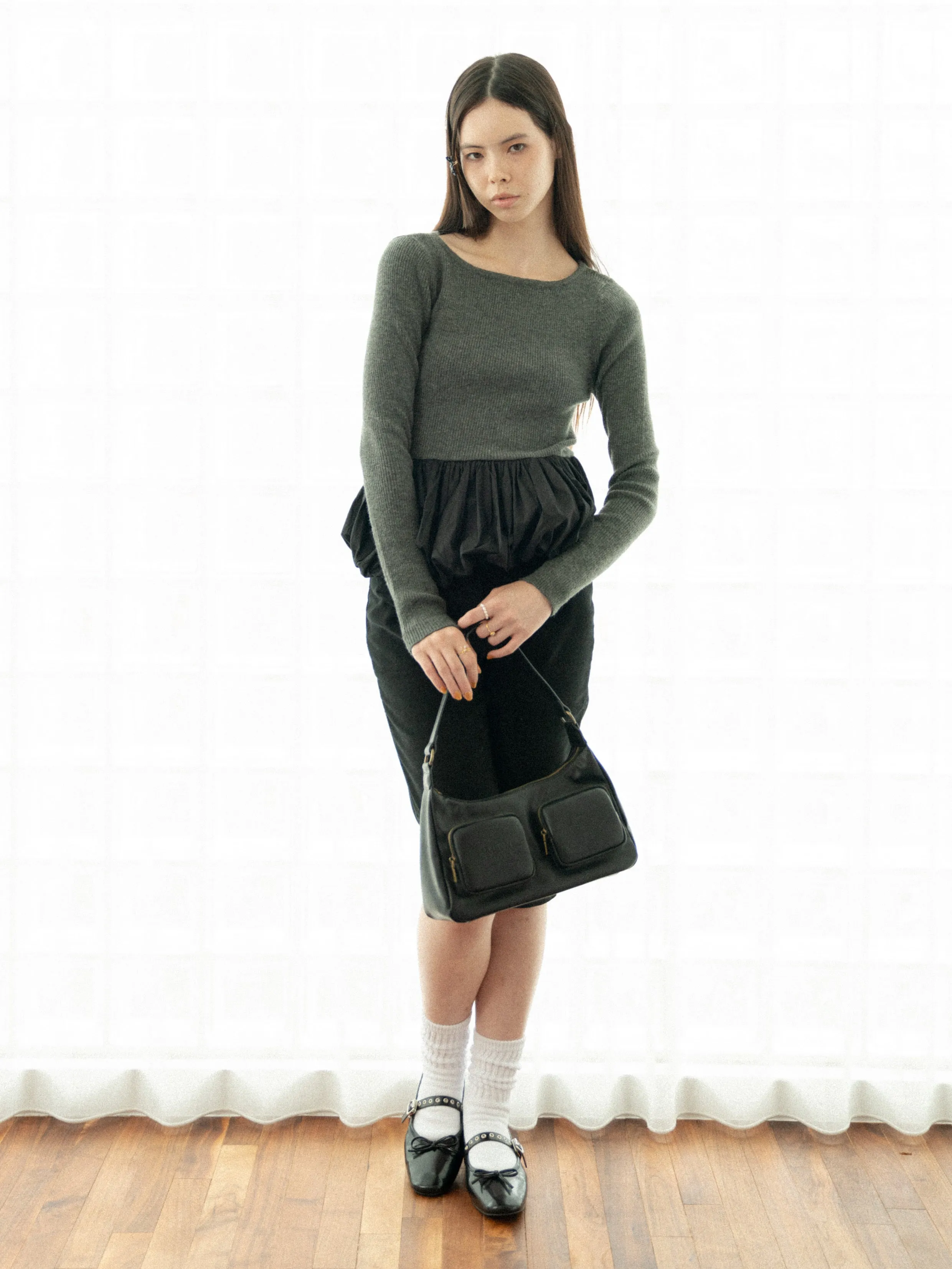 Peplum Rib Knit Top