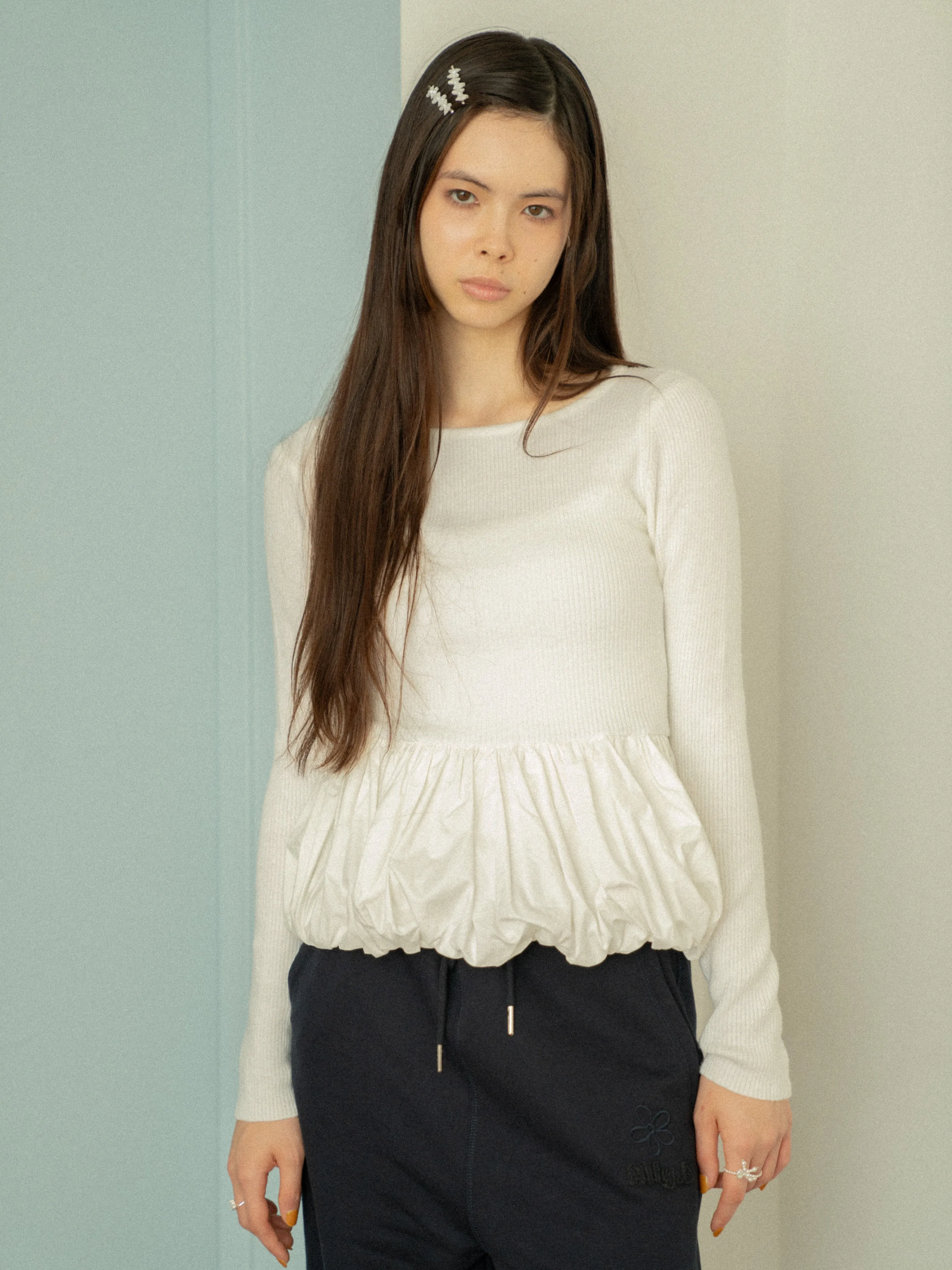 Peplum Rib Knit Top