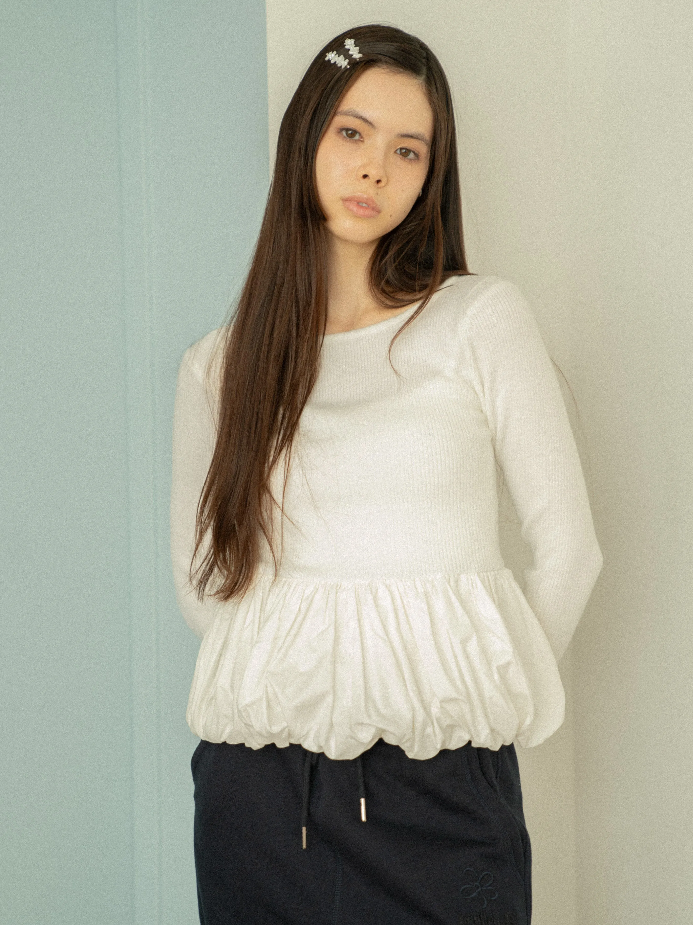 Peplum Rib Knit Top