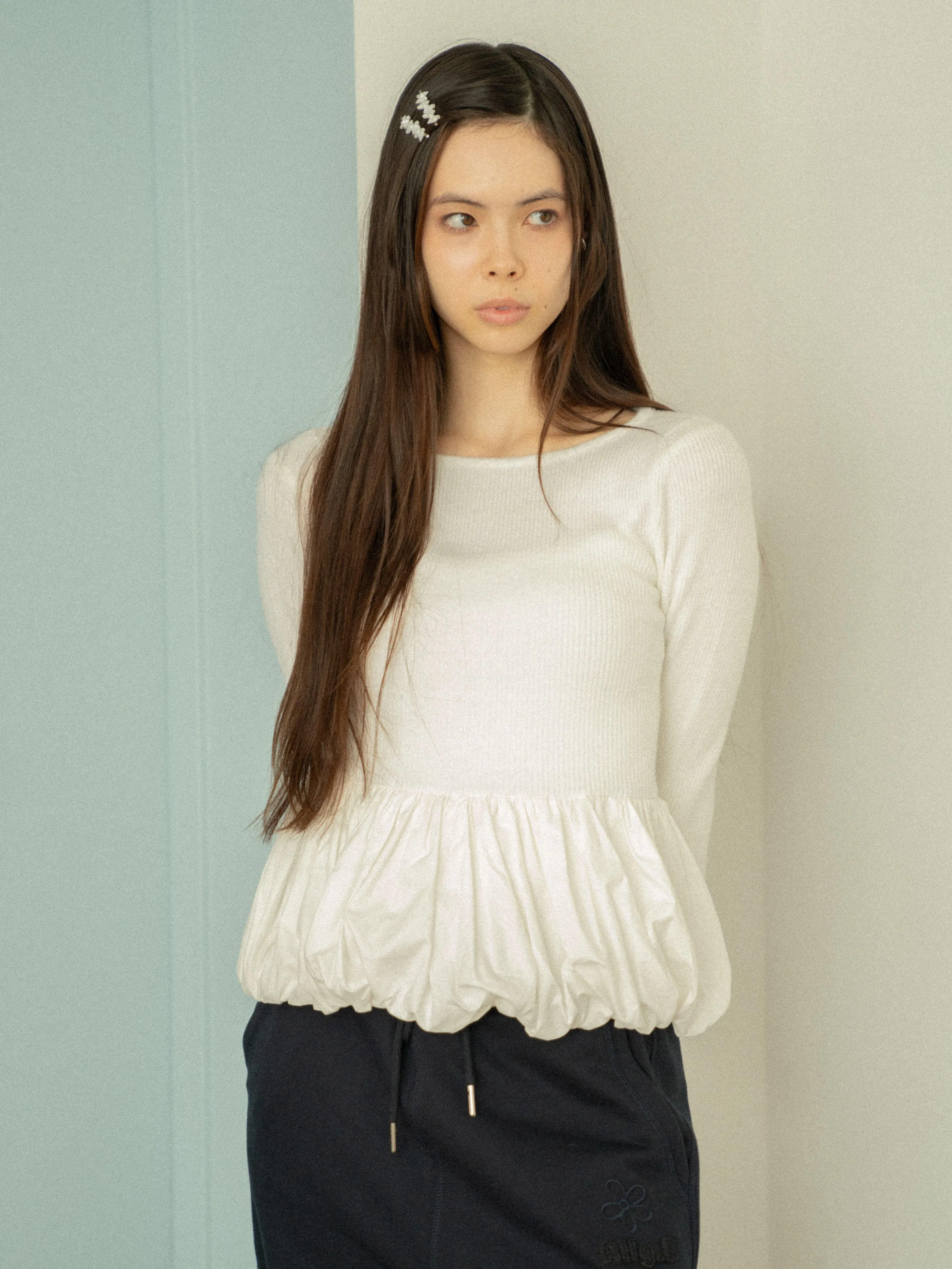 Peplum Rib Knit Top