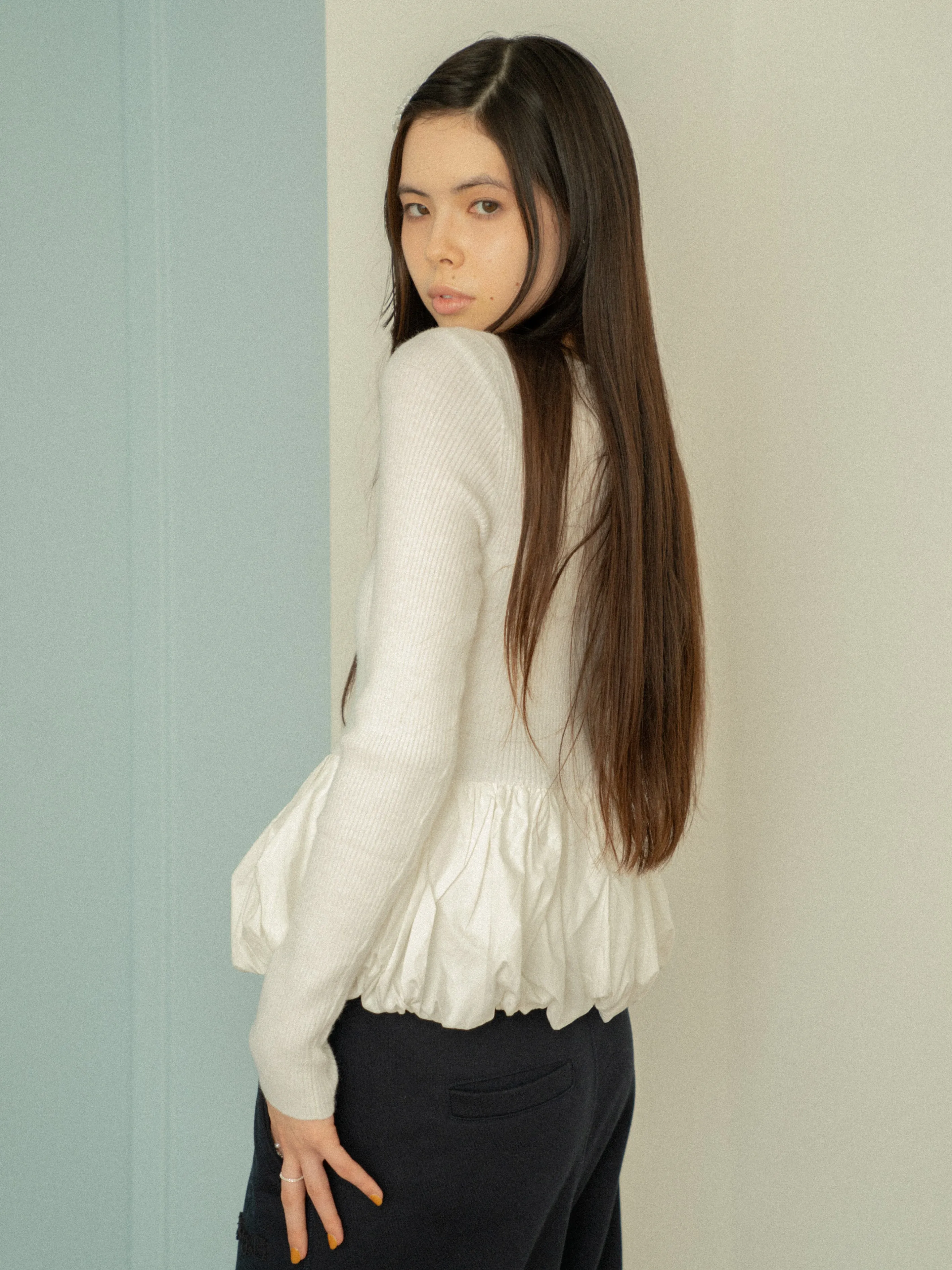 Peplum Rib Knit Top