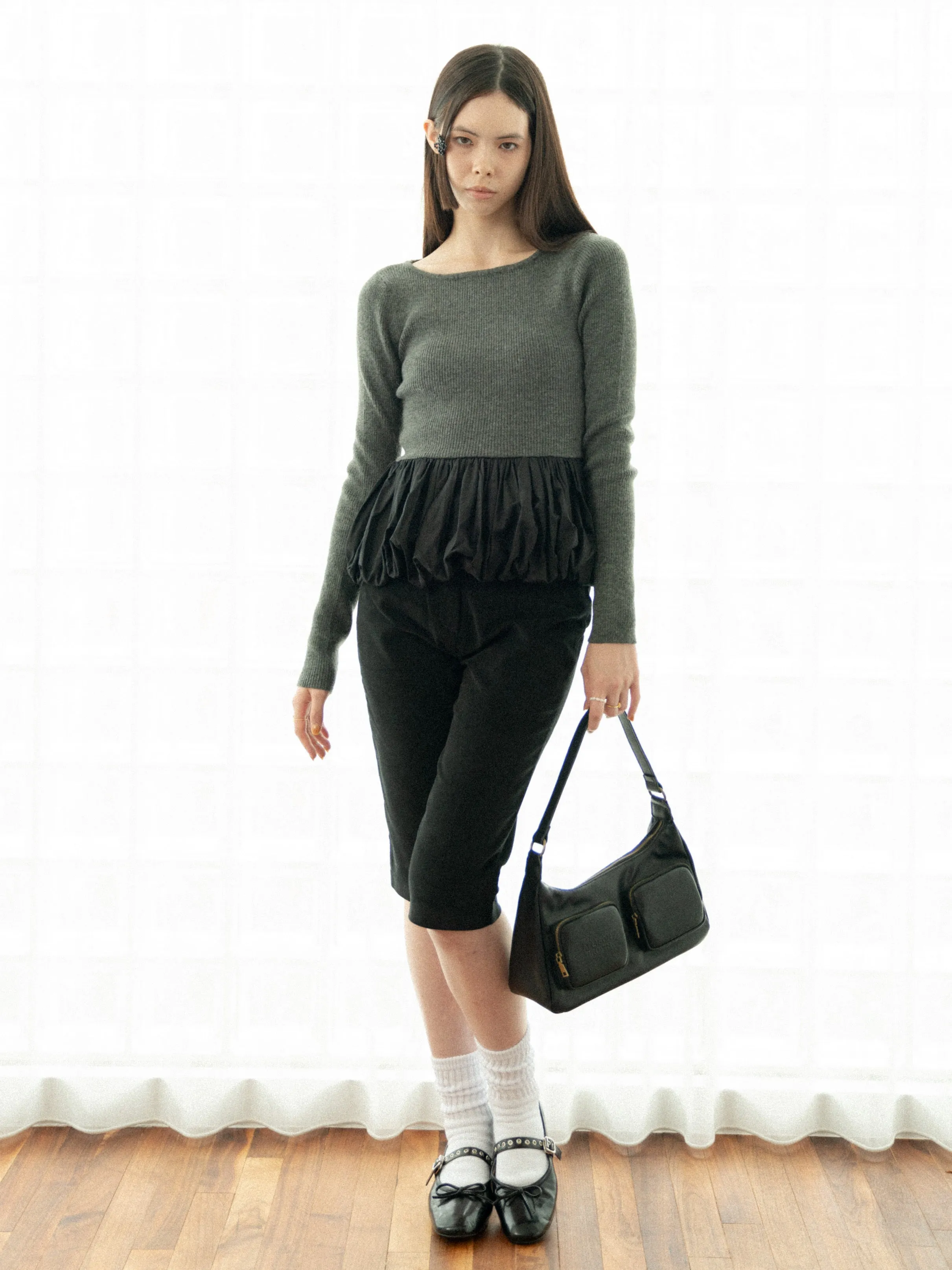Peplum Rib Knit Top