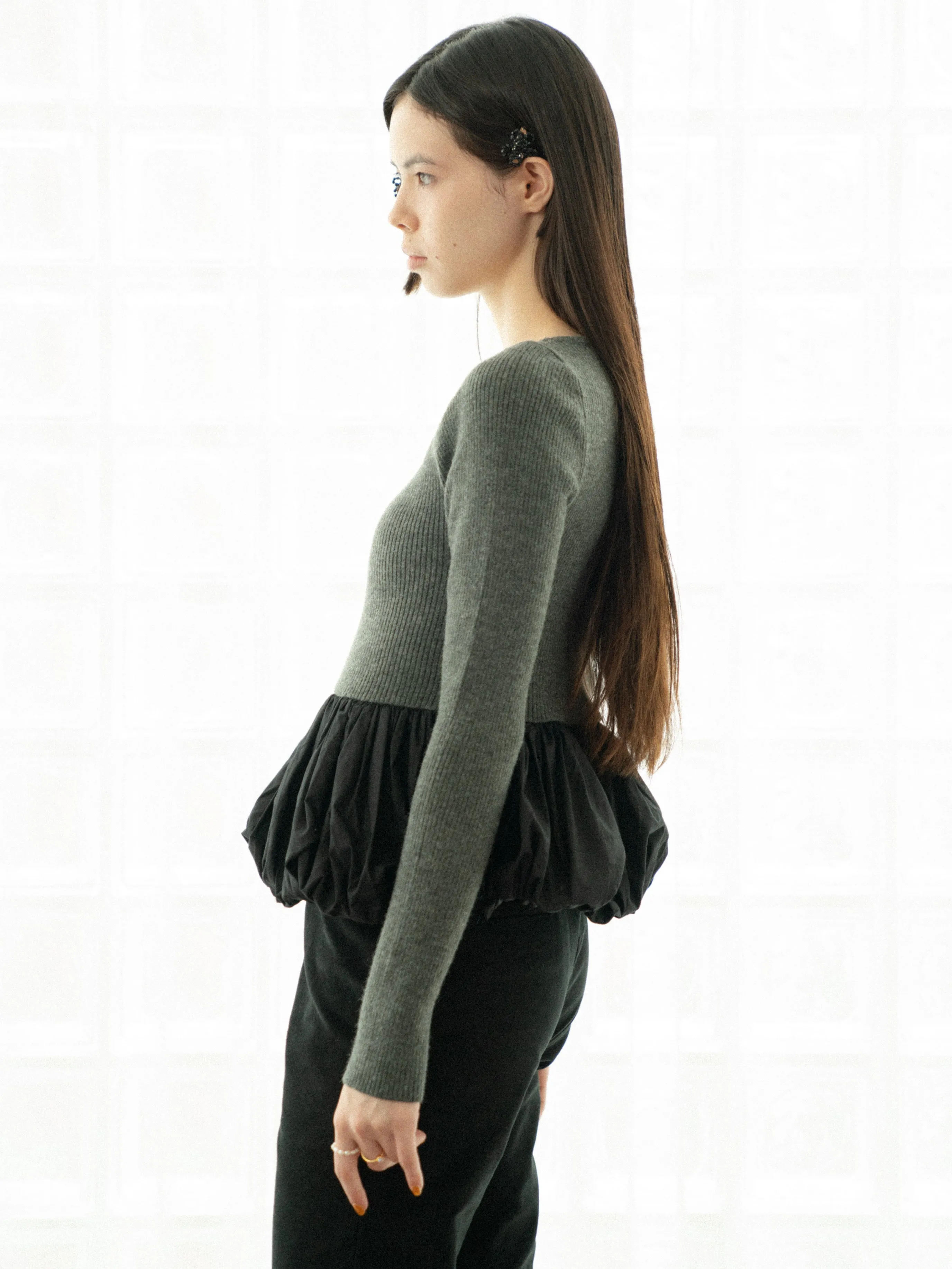 Peplum Rib Knit Top