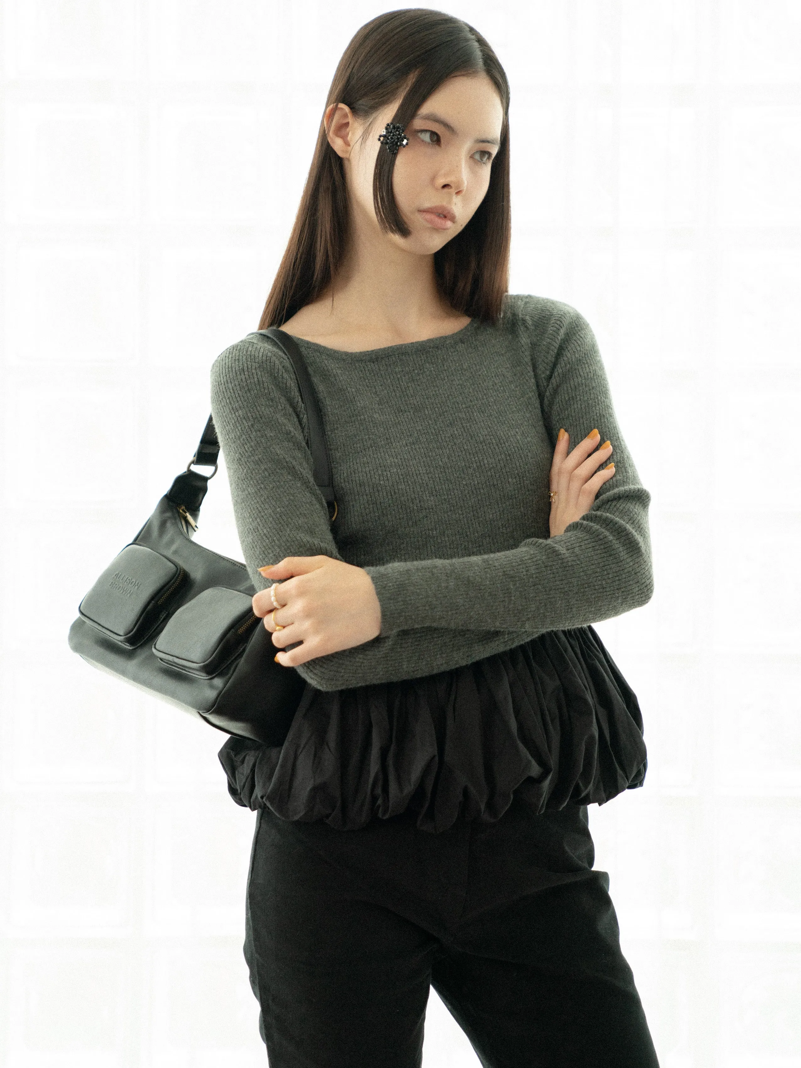 Peplum Rib Knit Top