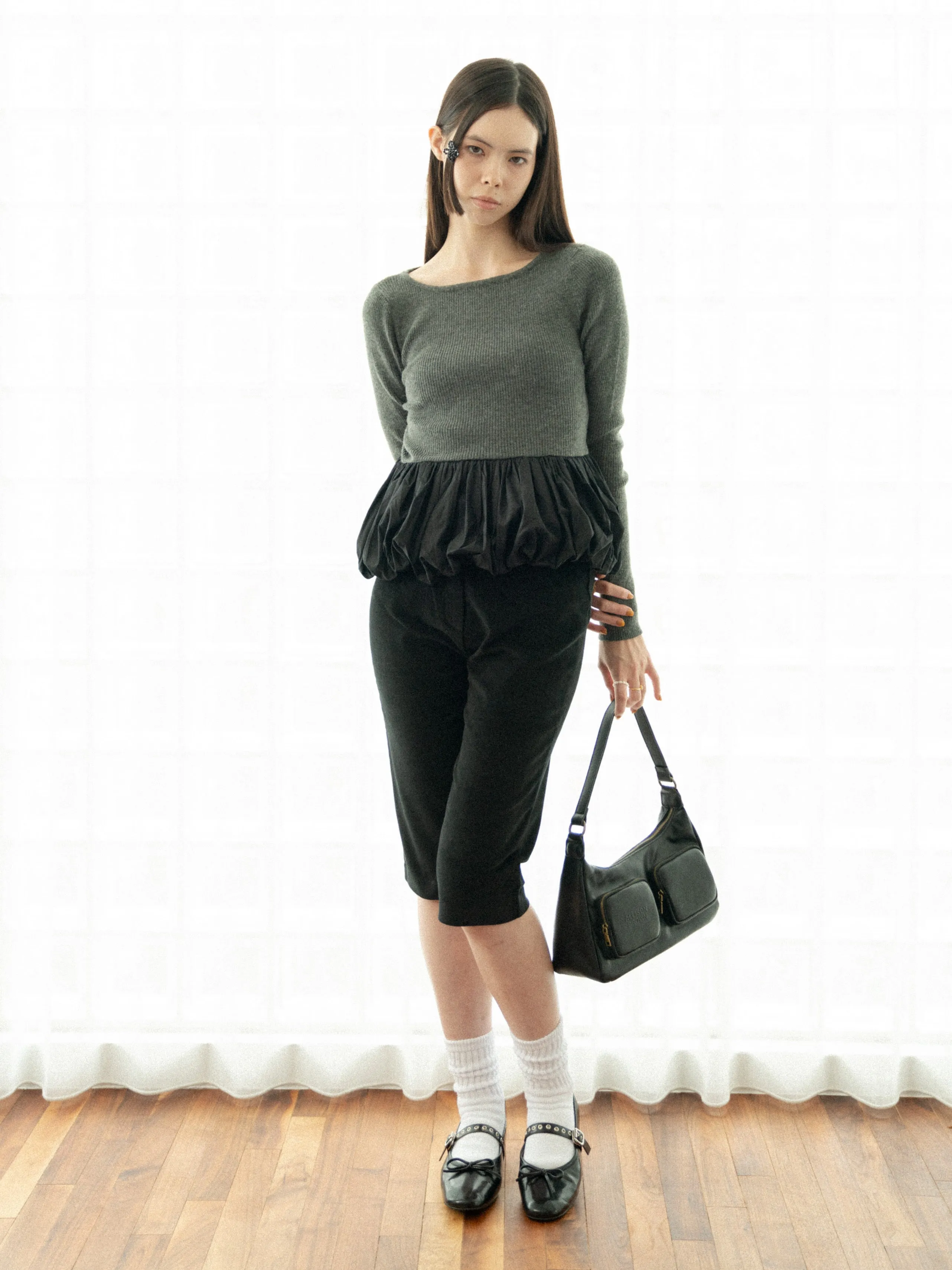 Peplum Rib Knit Top