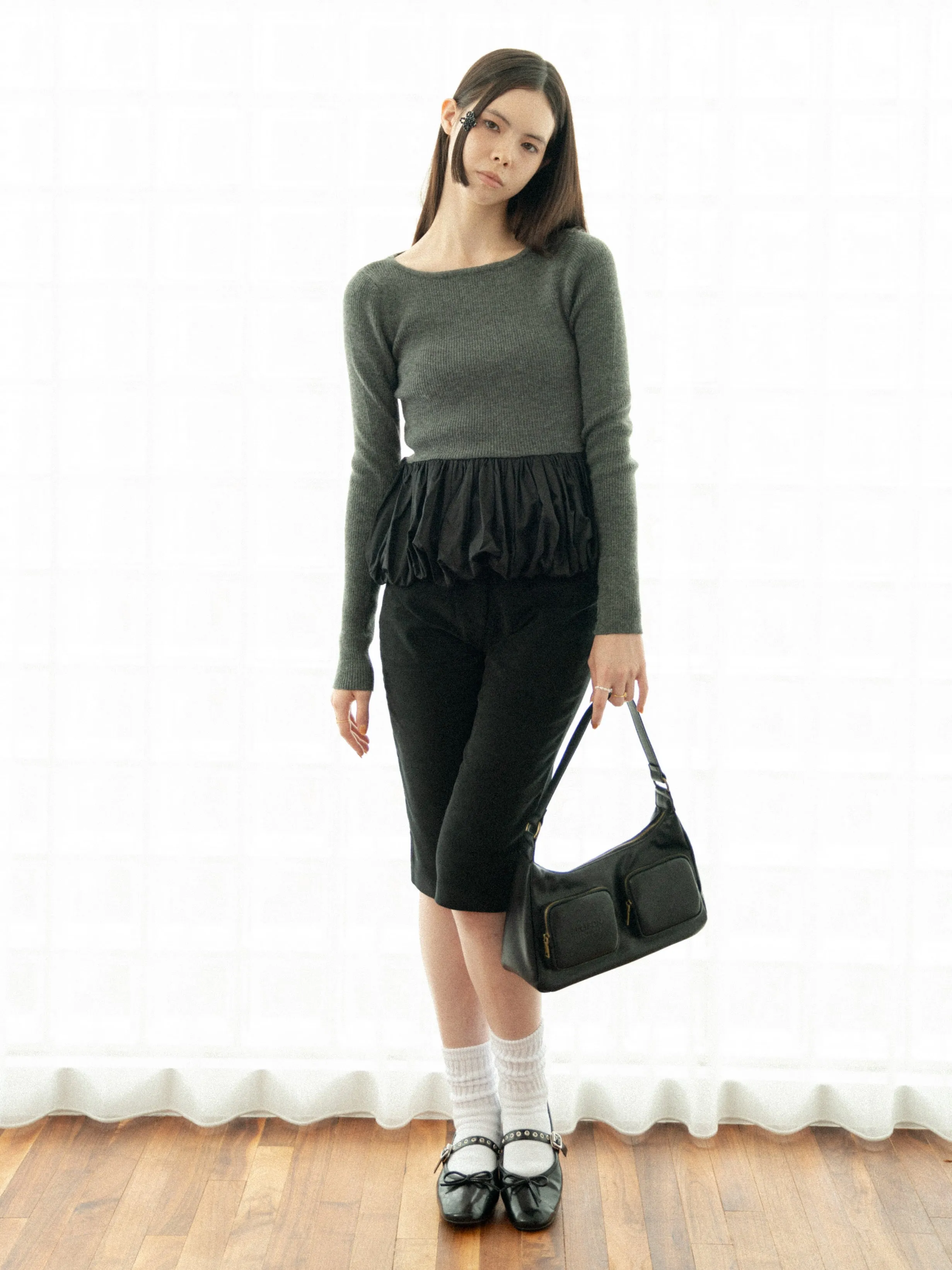 Peplum Rib Knit Top