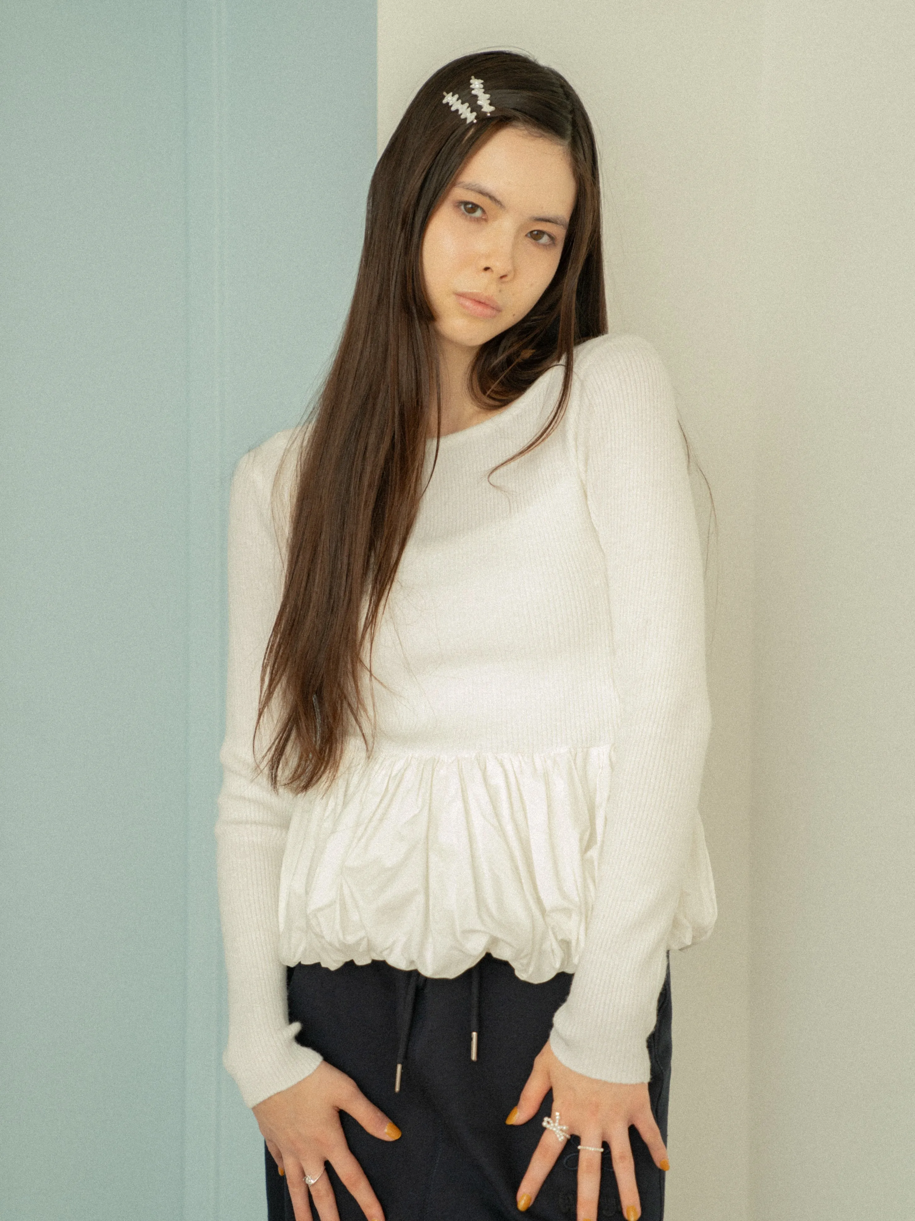 Peplum Rib Knit Top