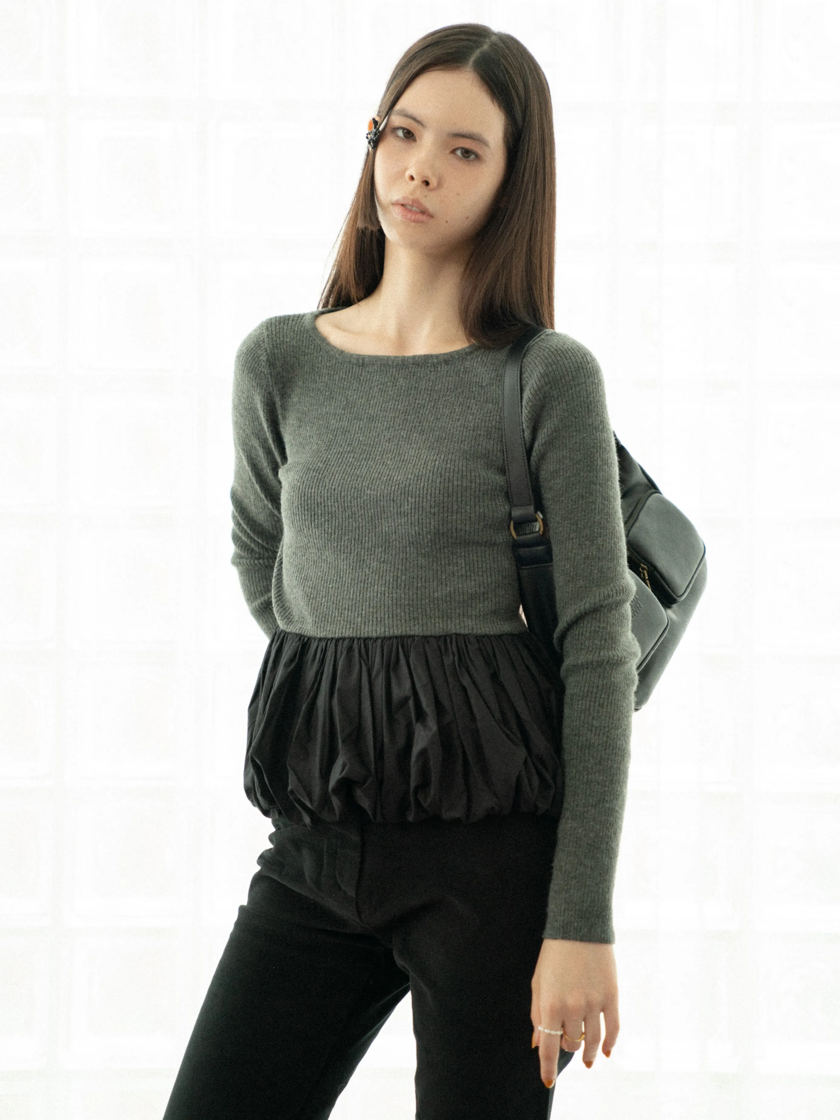 Peplum Rib Knit Top