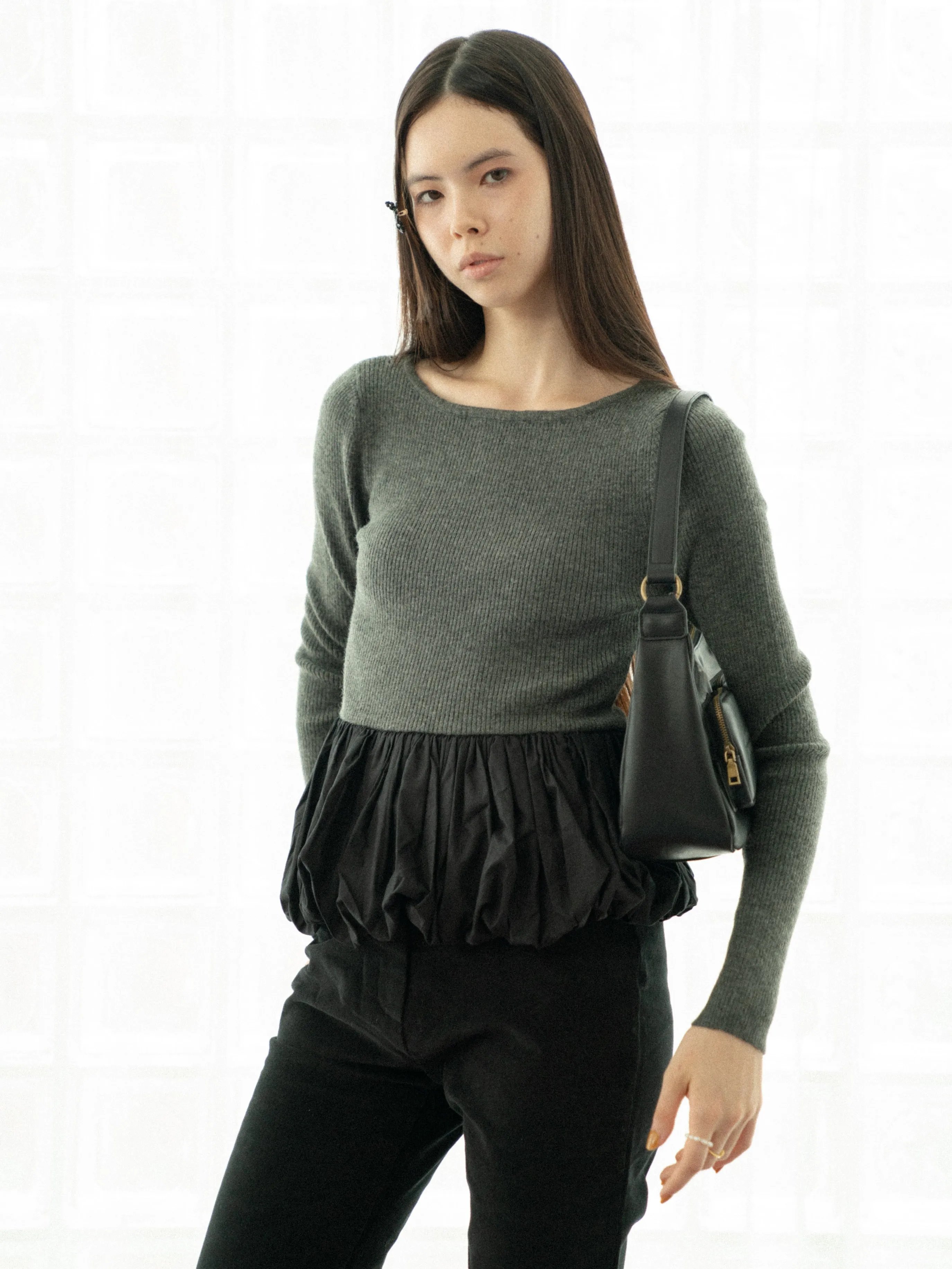 Peplum Rib Knit Top