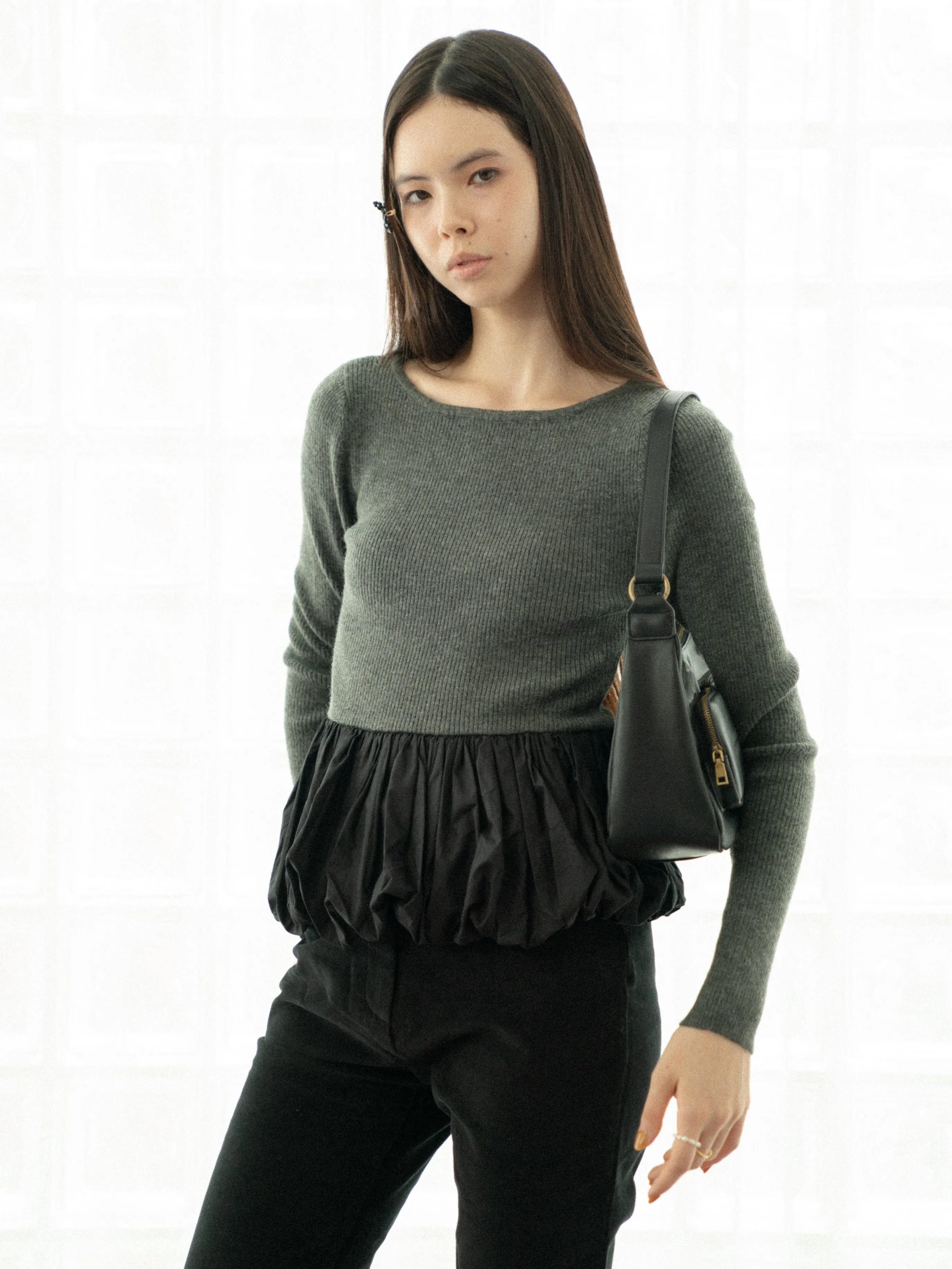 Peplum Rib Knit Top