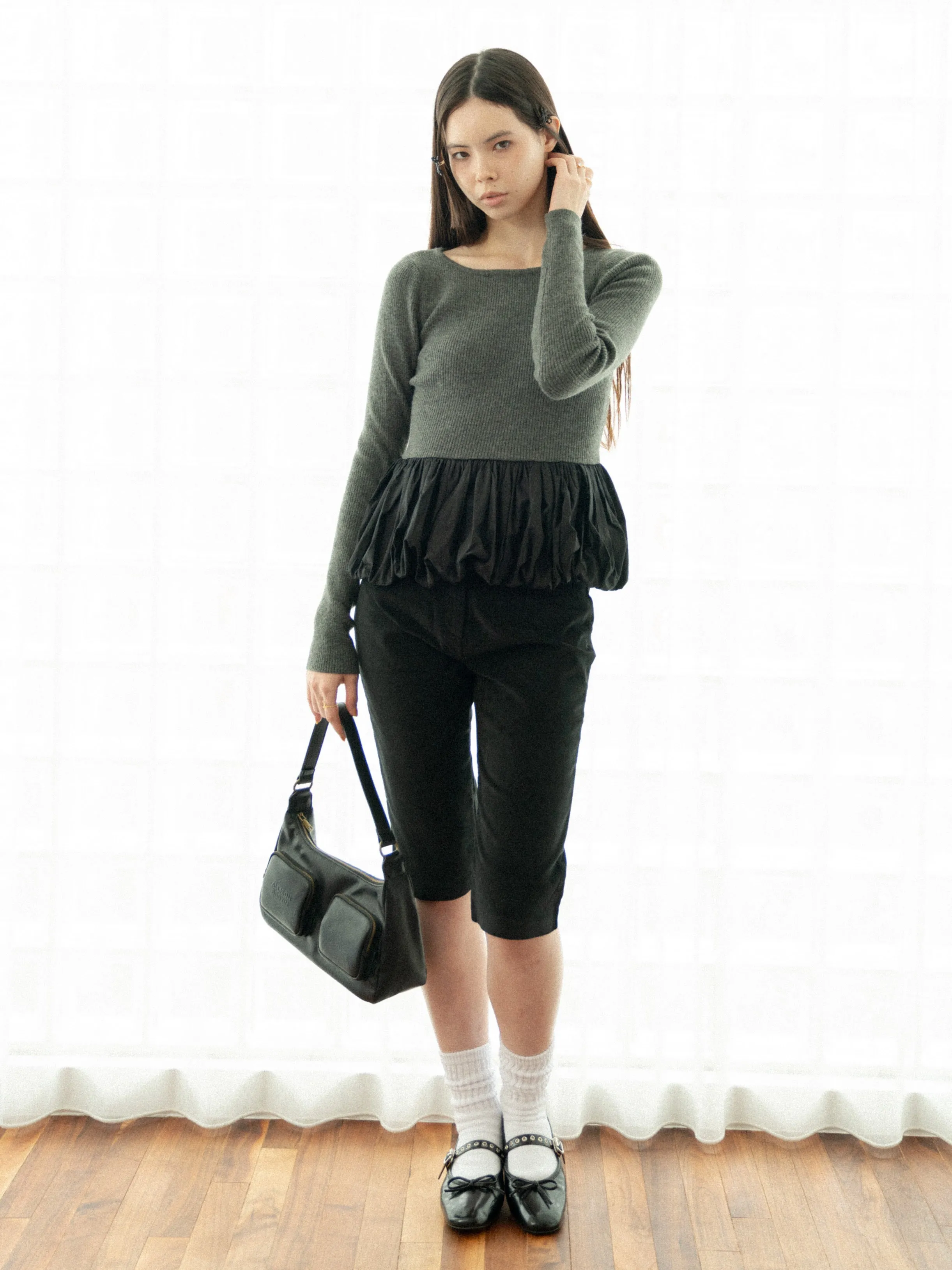 Peplum Rib Knit Top