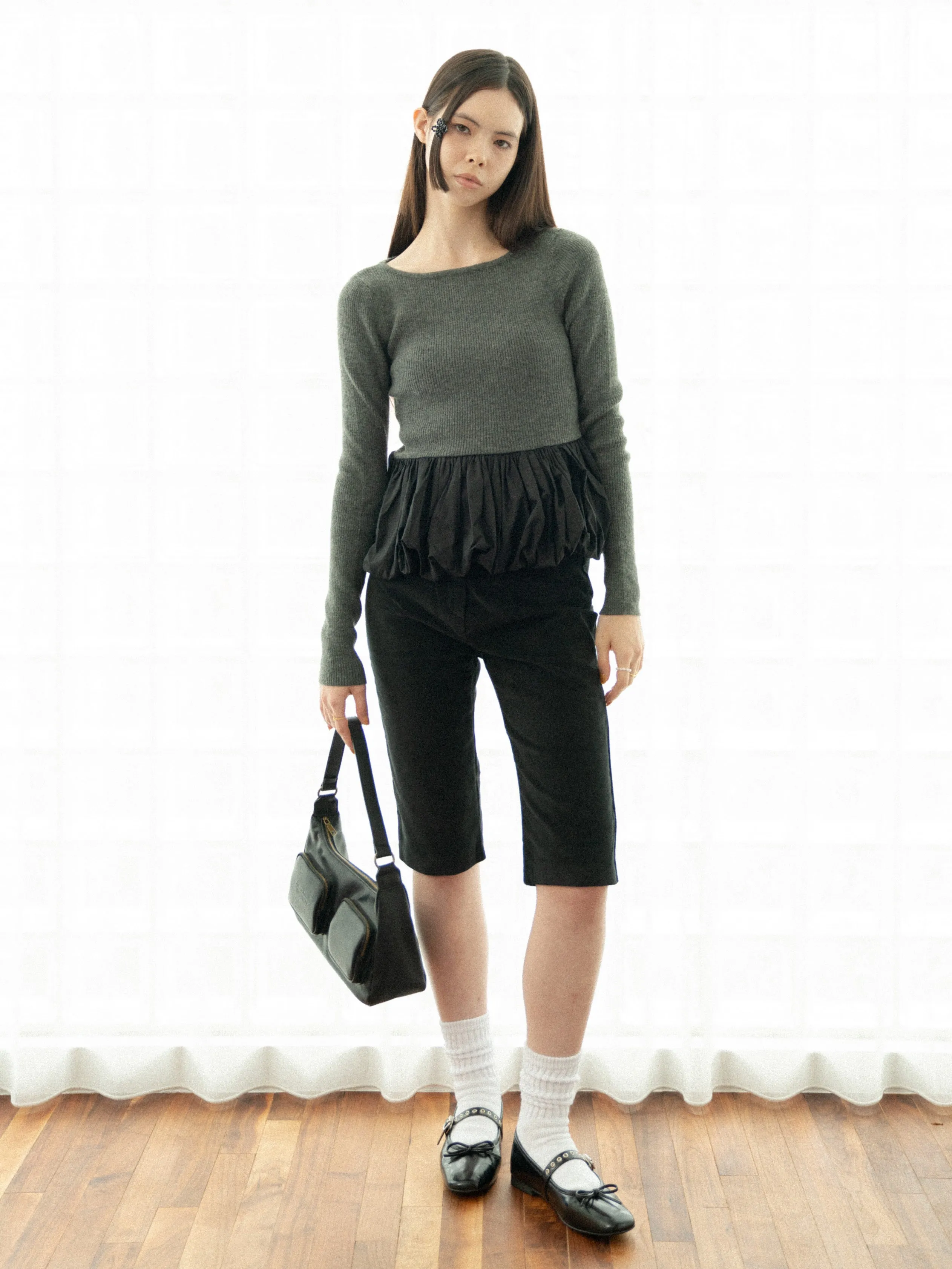 Peplum Rib Knit Top
