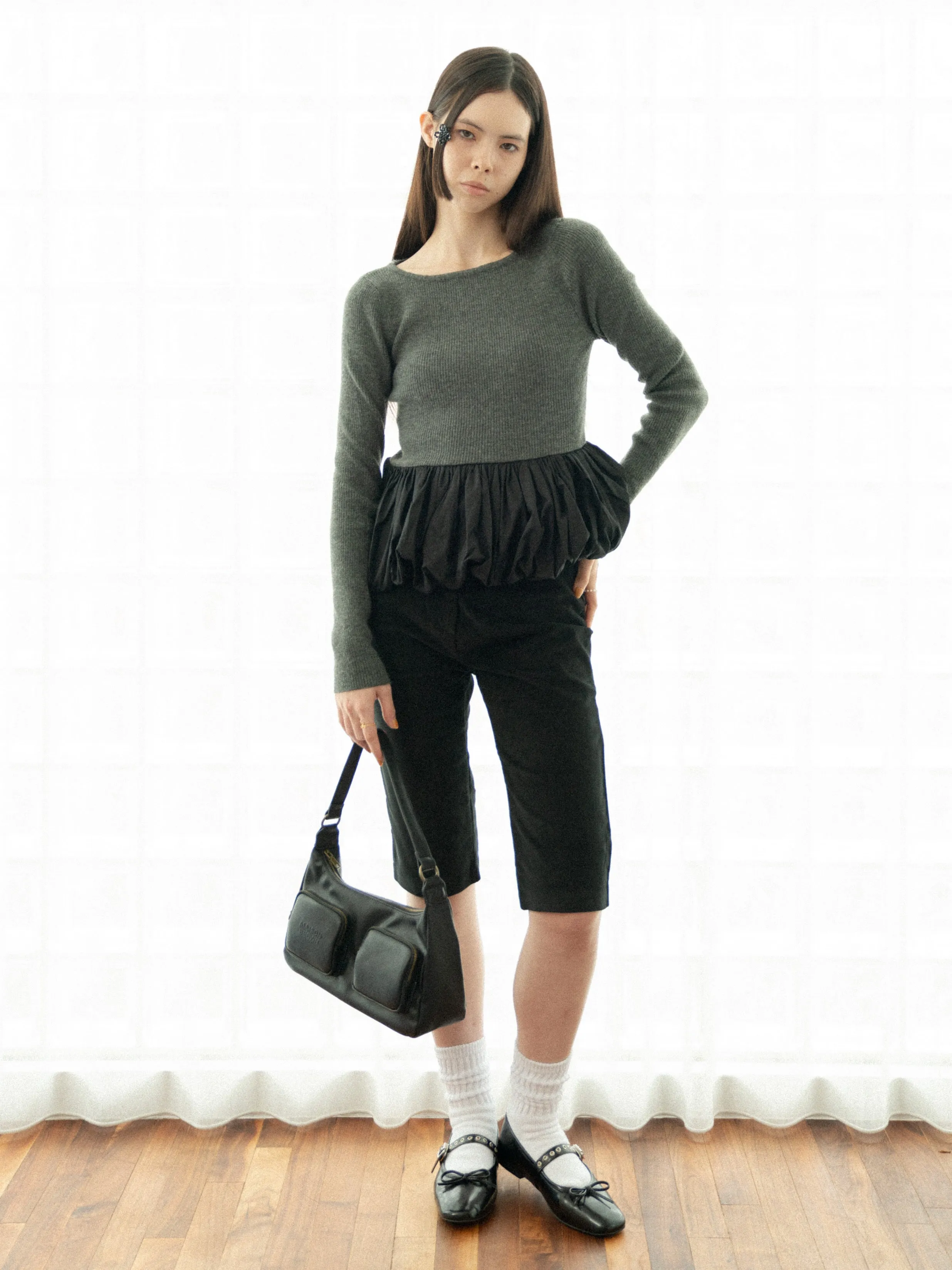 Peplum Rib Knit Top