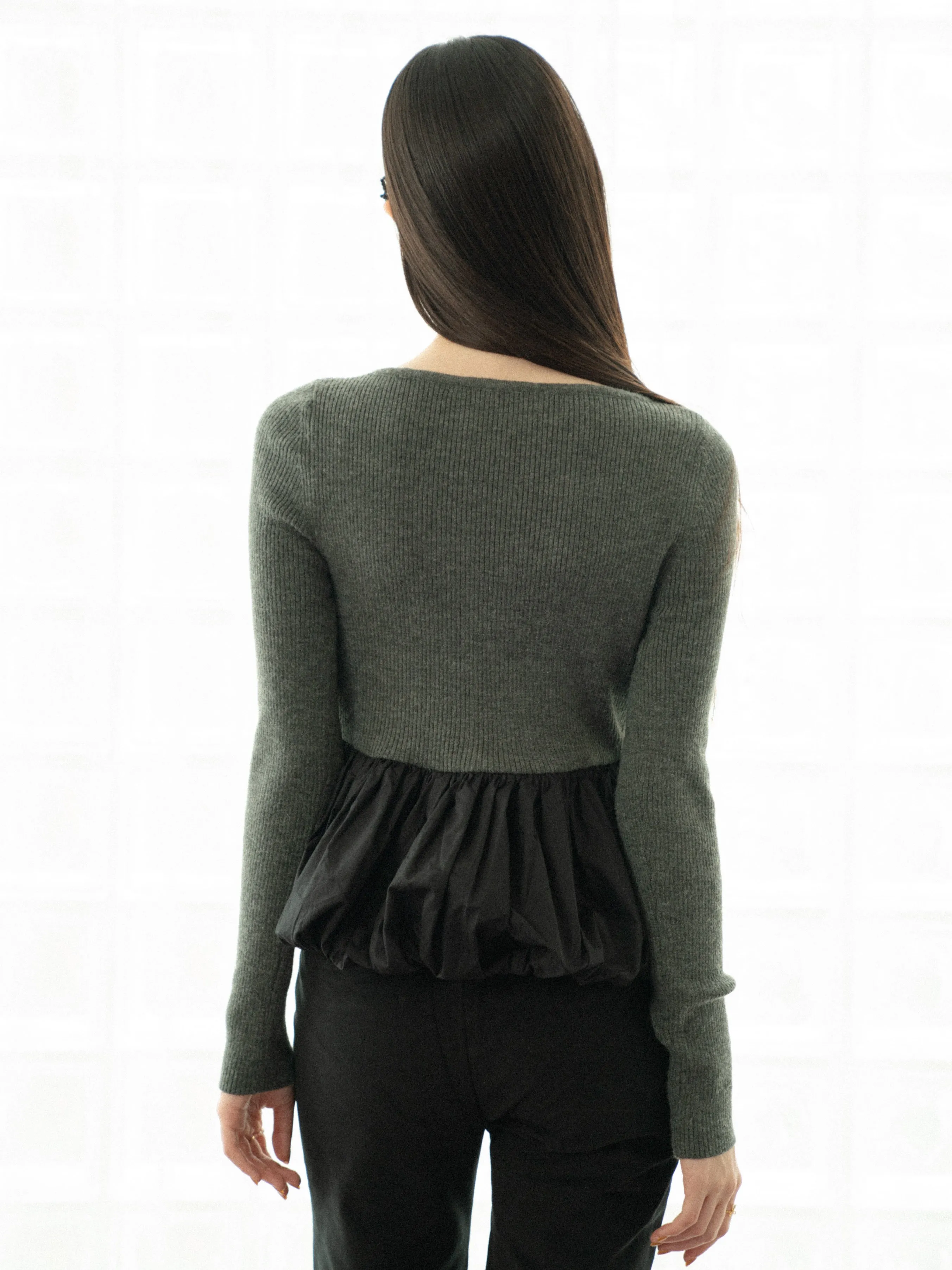 Peplum Rib Knit Top