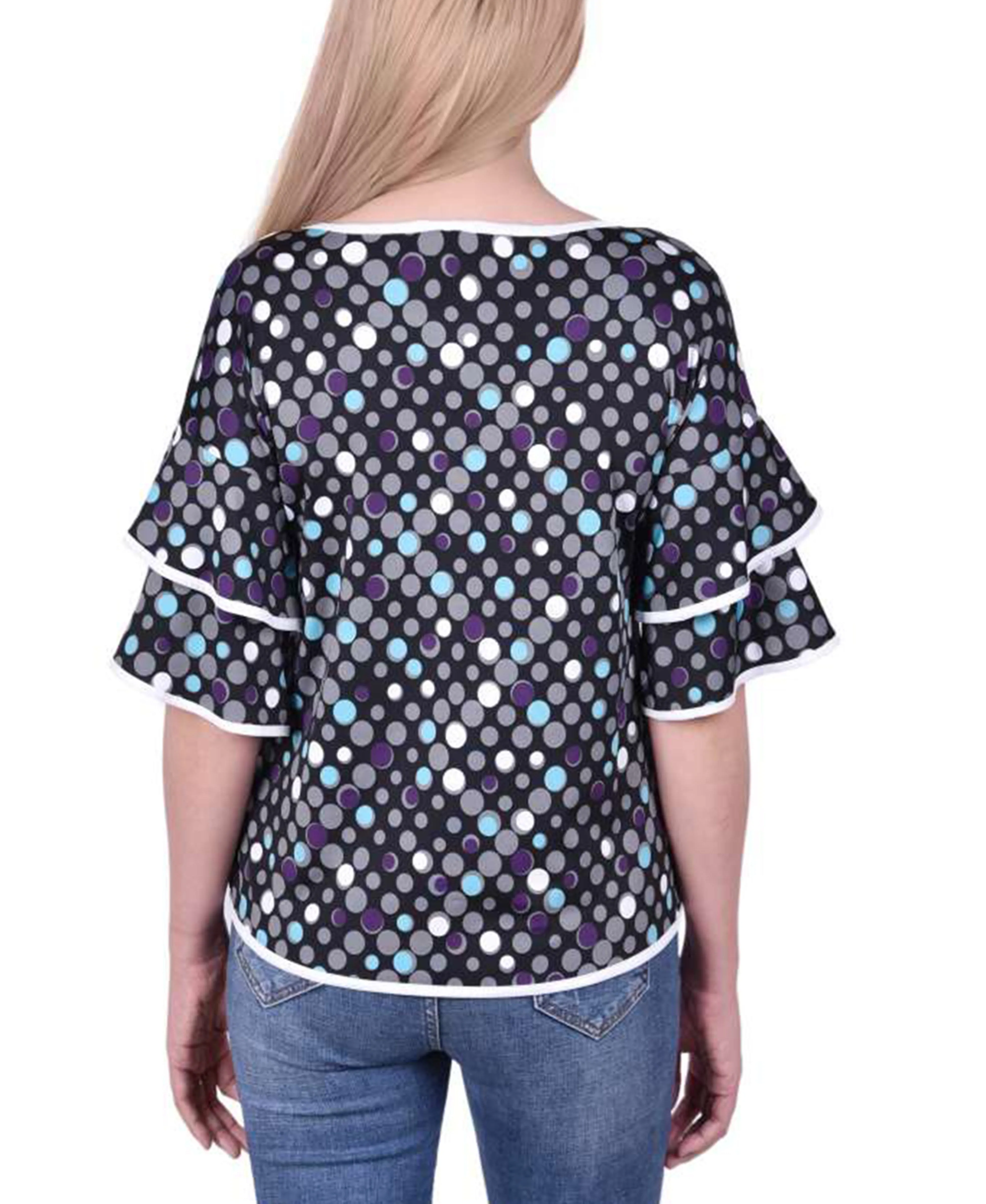 Petite Double Layer Elbow Sleeve Top