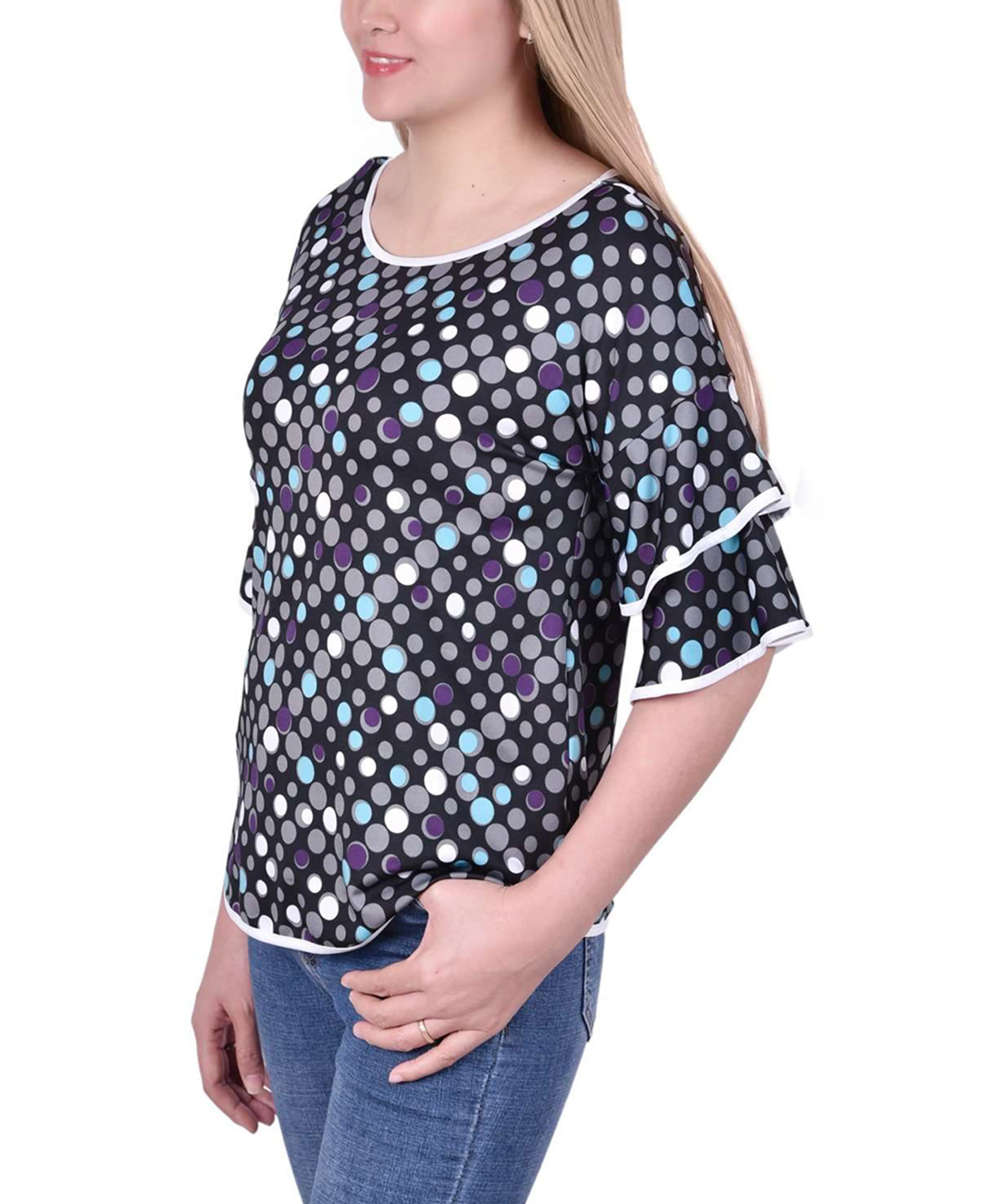 Petite Double Layer Elbow Sleeve Top